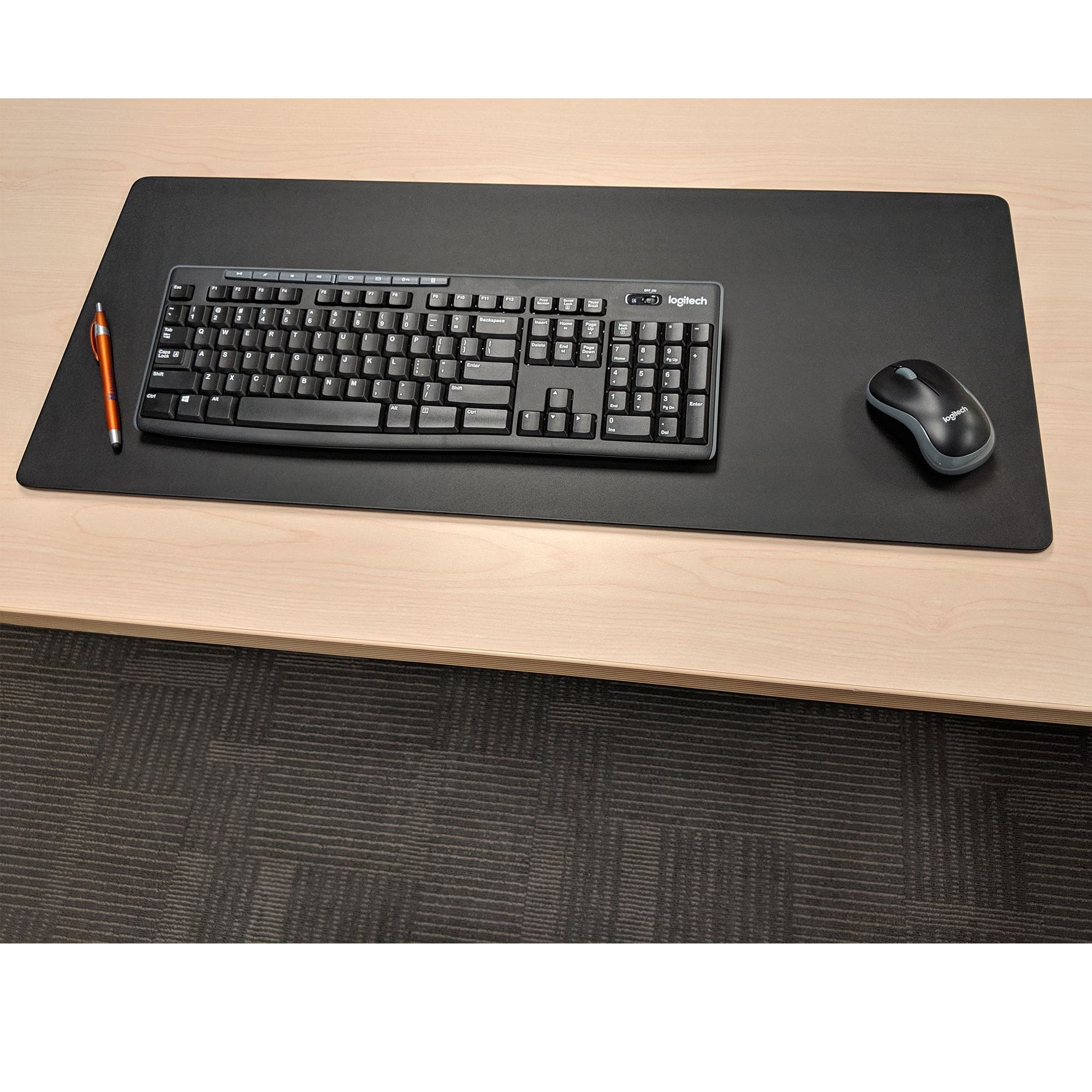Black Leatherette Keyboard/Mouse Desk Pad, 30 x 12.5