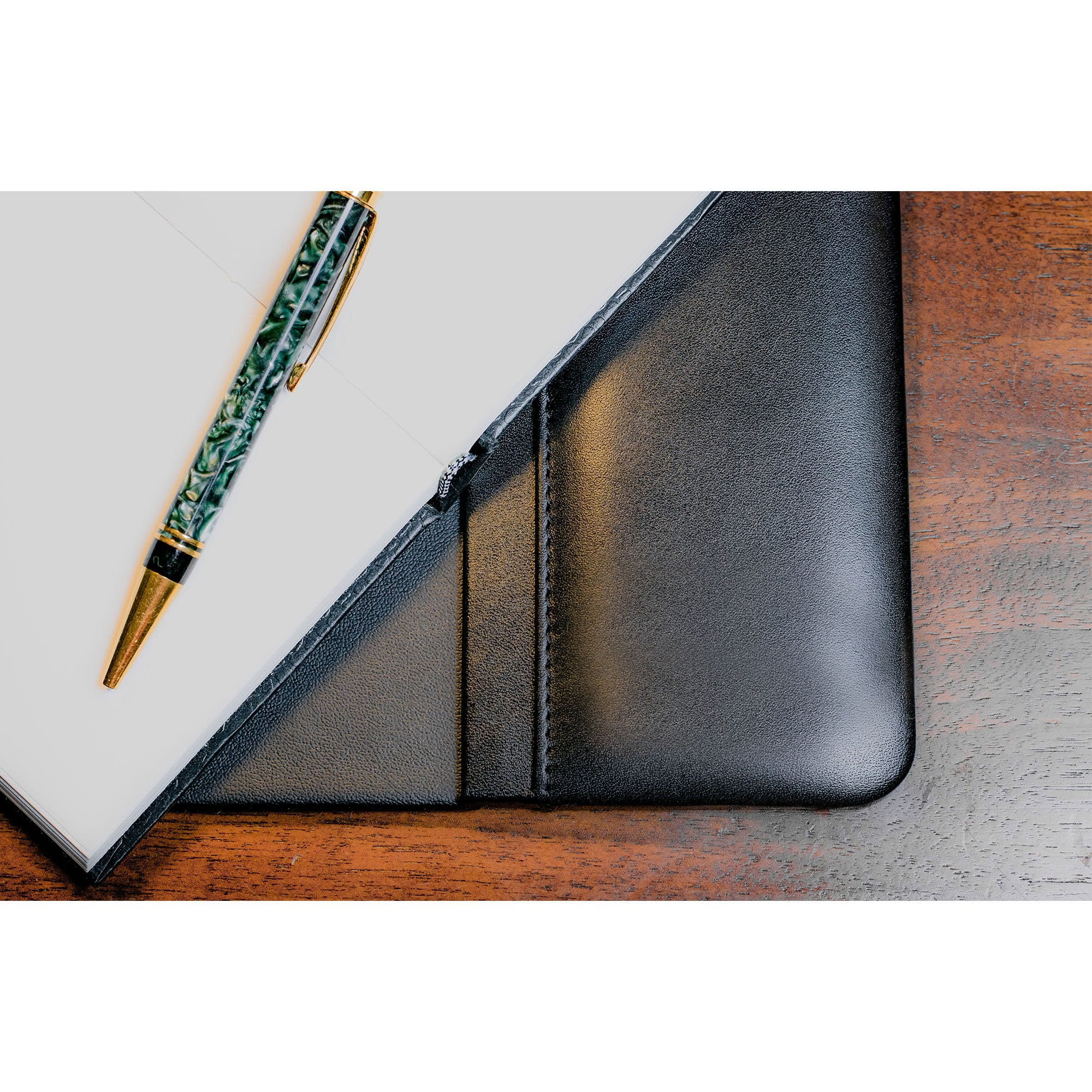 Black Leather Desk Pad w/ Calendar Insert, 34  x 20