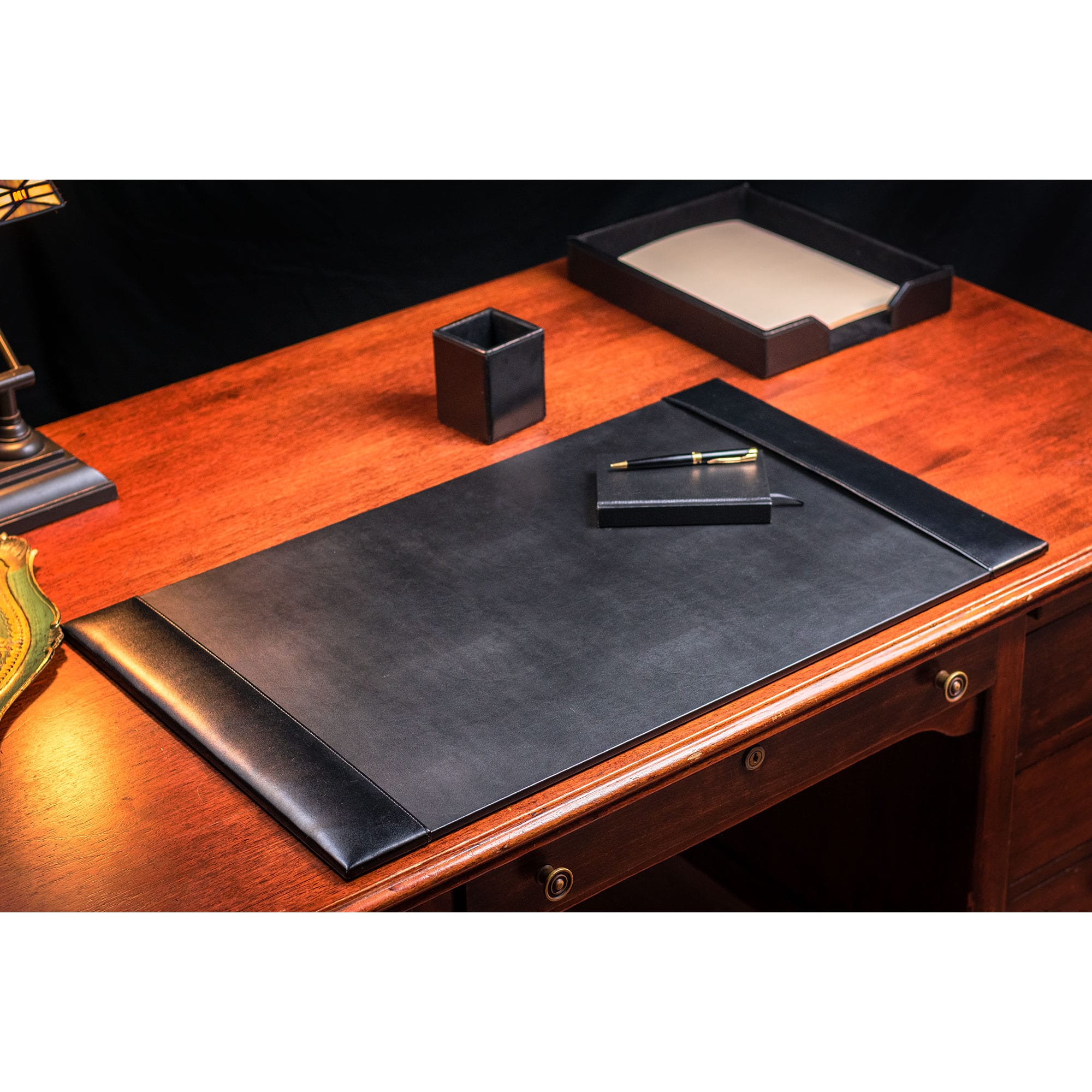 Black Bonded Leather Desk Pad, 30 x 18