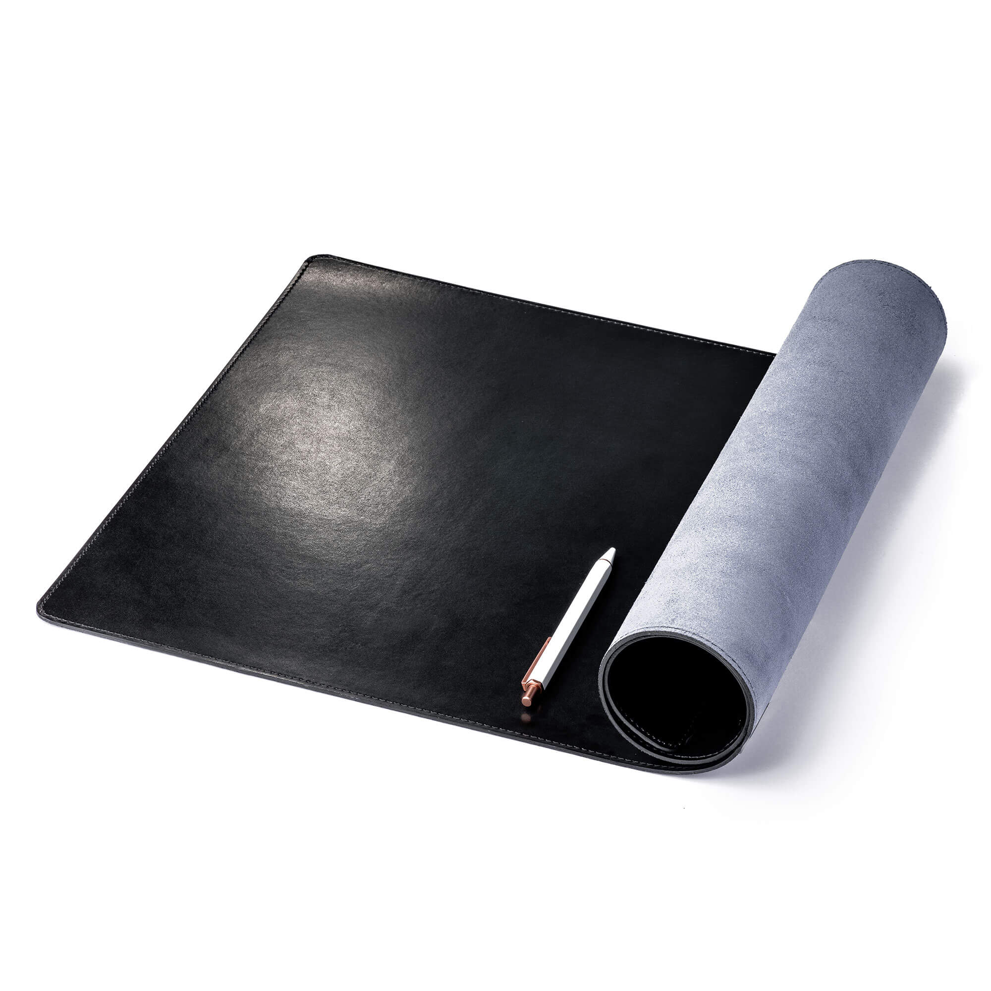 Black Bonded Leather No Core Rollable Desk Mat, 36 x 17