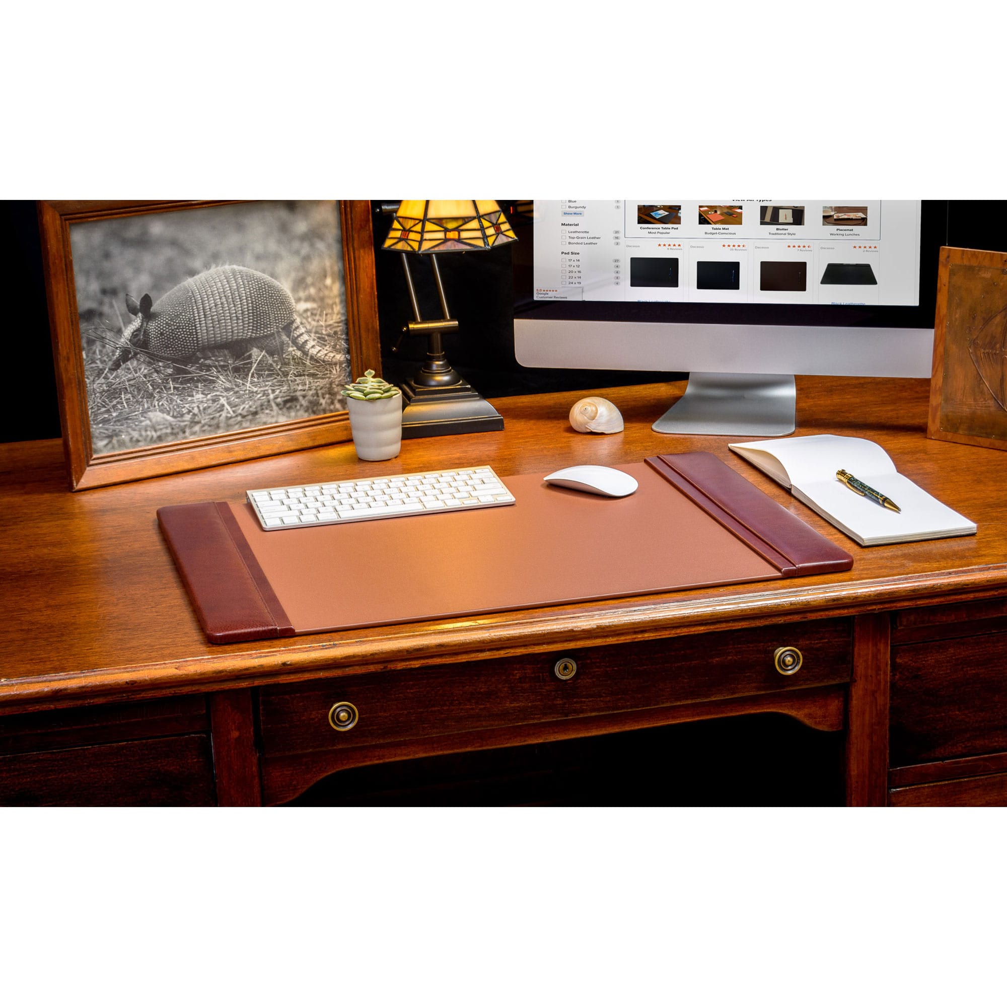 Mocha Leather Desk Pad, 25.5 x 17.25