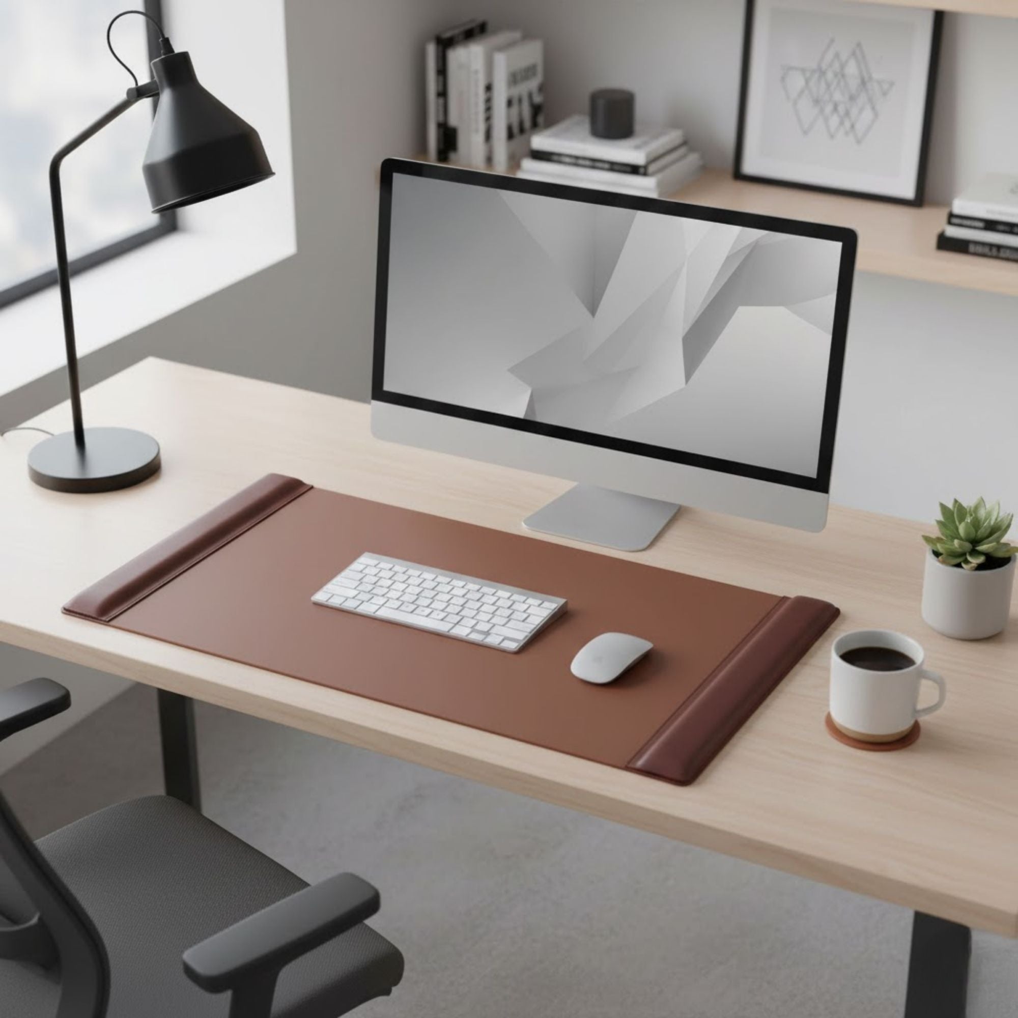 Mocha Leather Desk Pad, 25.5 x 17.25