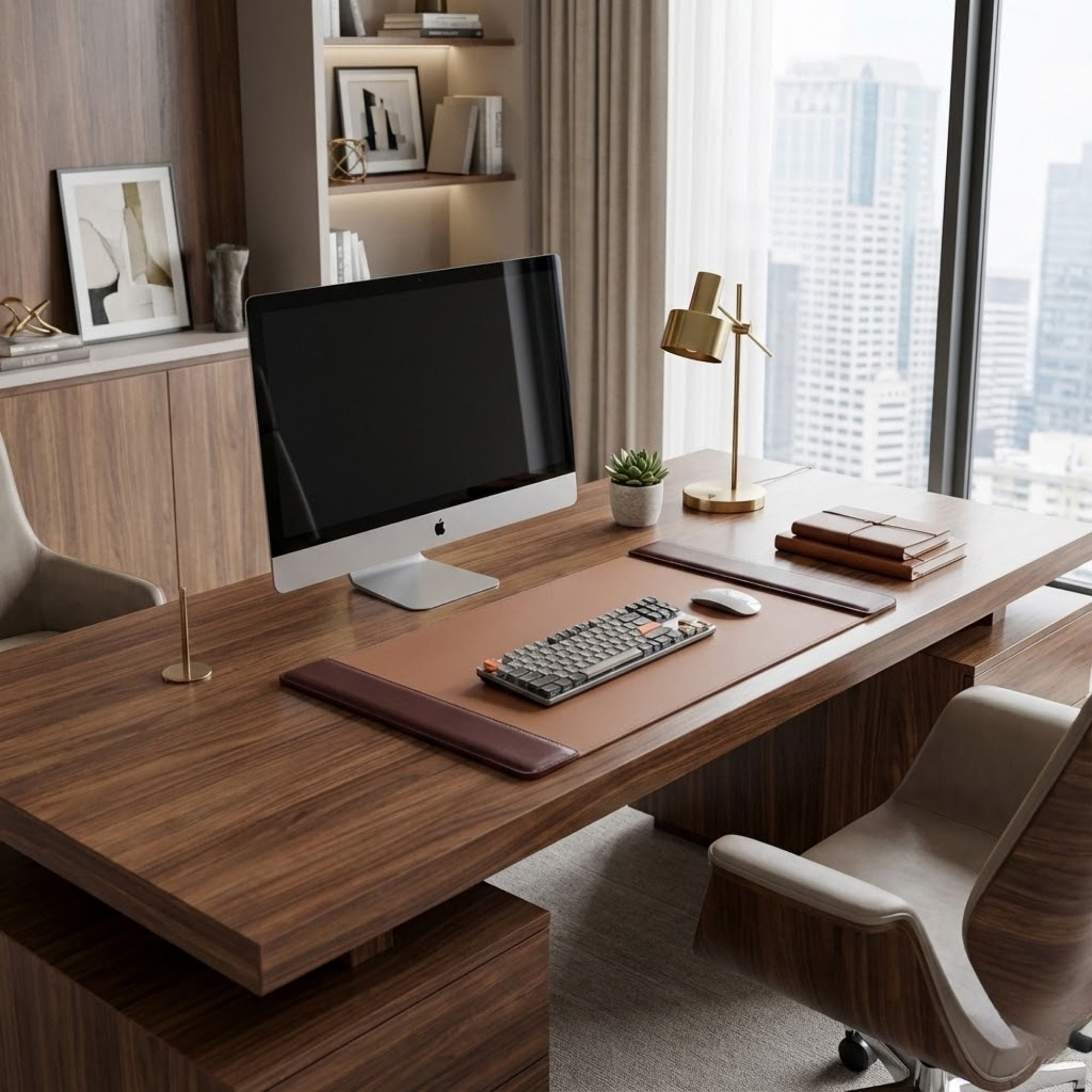 Mocha Leather Desk Pad, 25.5 x 17.25