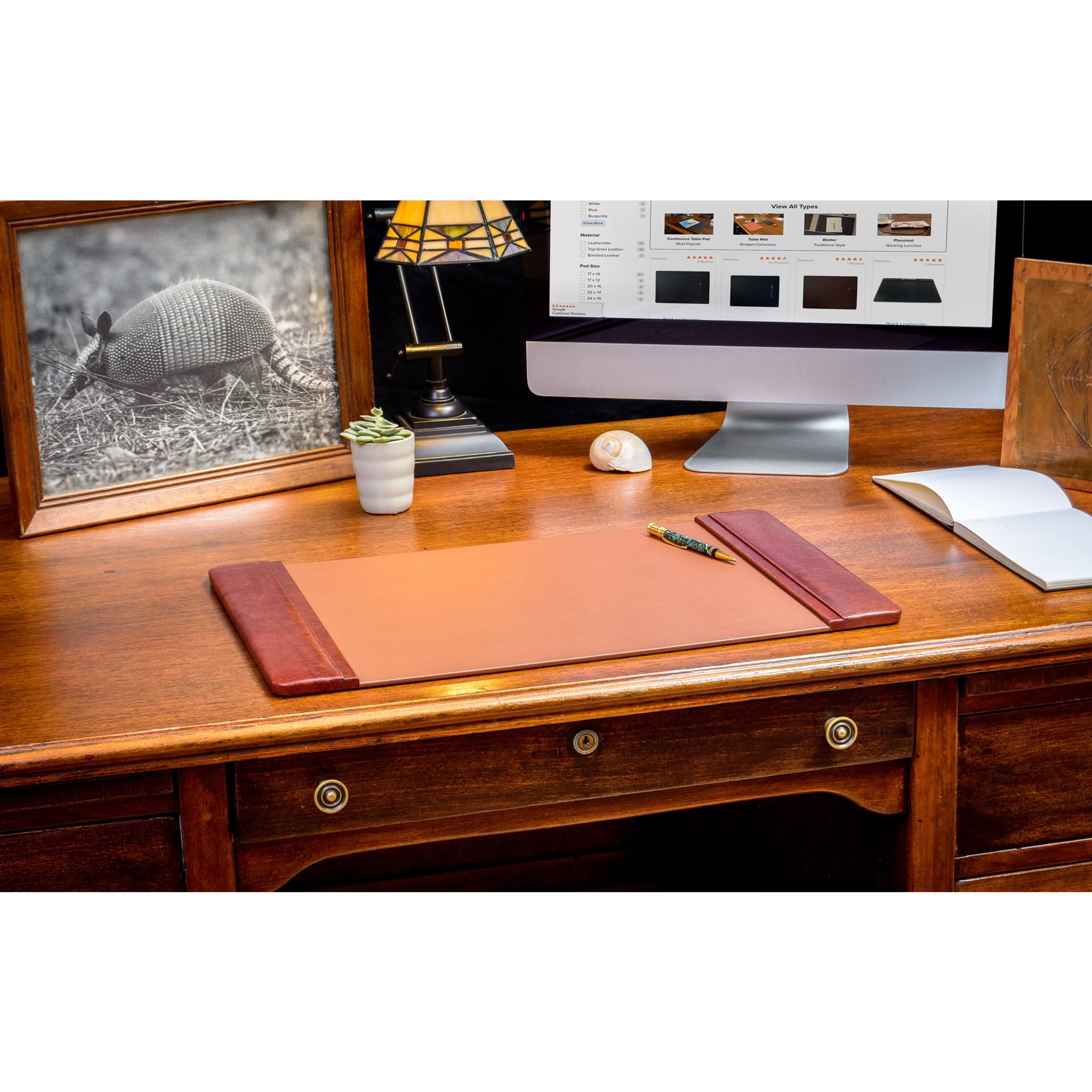 Mocha Leather Desk Pad, 22 x 14
