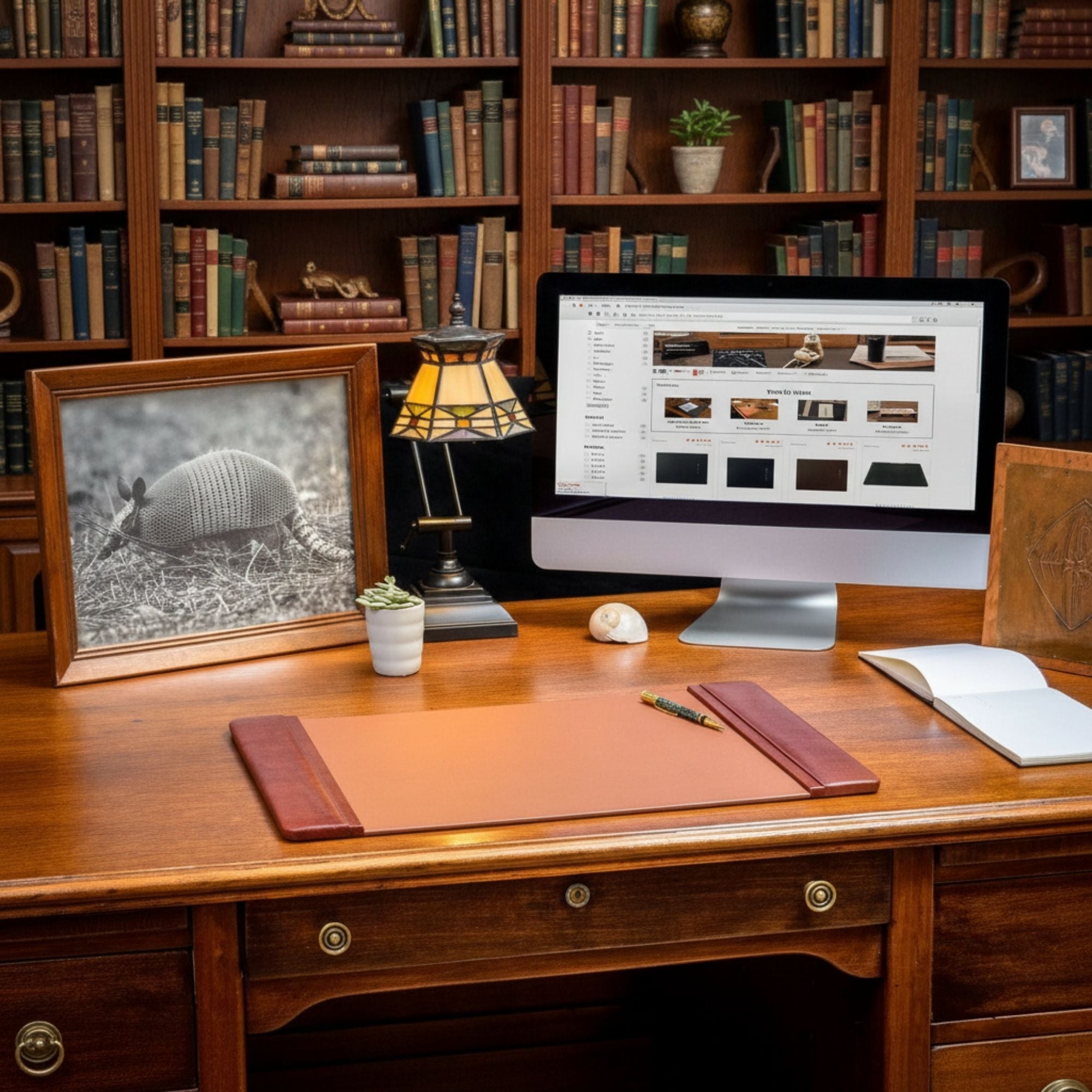 Mocha Leather Desk Pad, 22 x 14