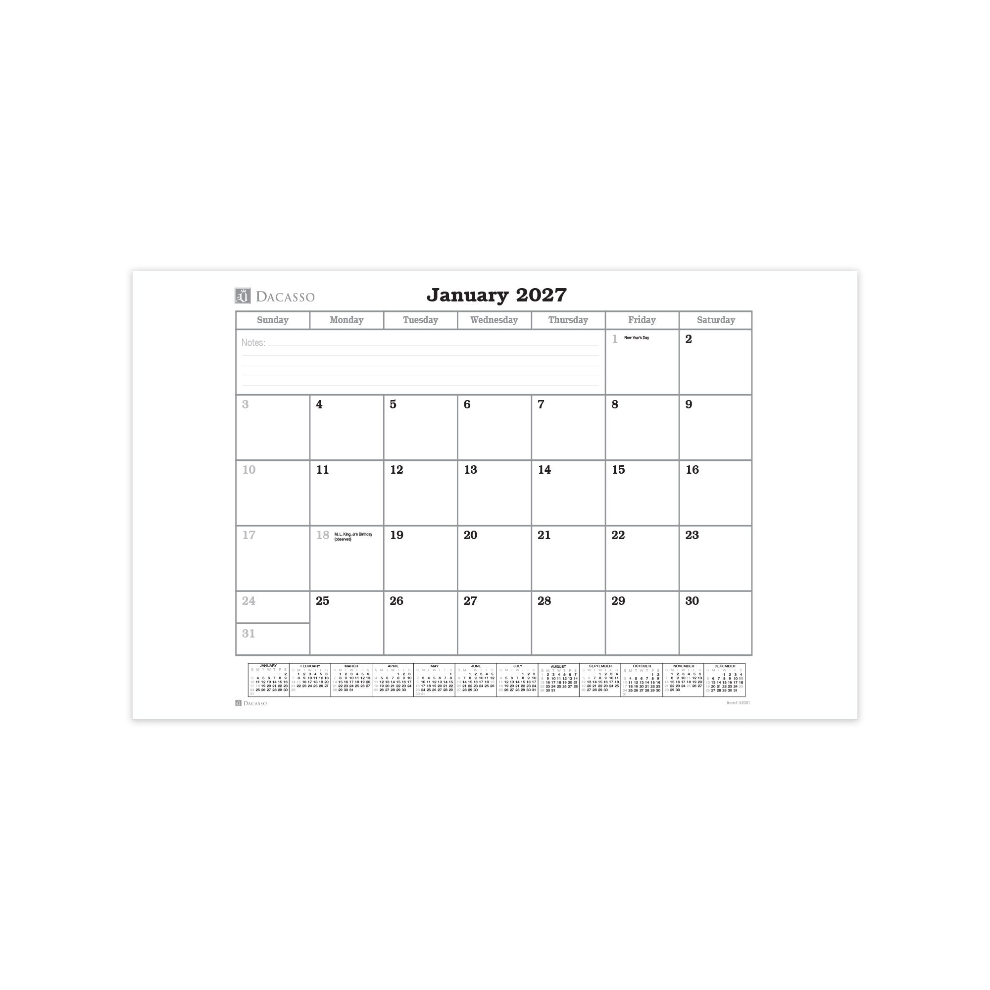Mocha Leather Desk Pad w/ Calendar Insert, 25.5 x 17.25