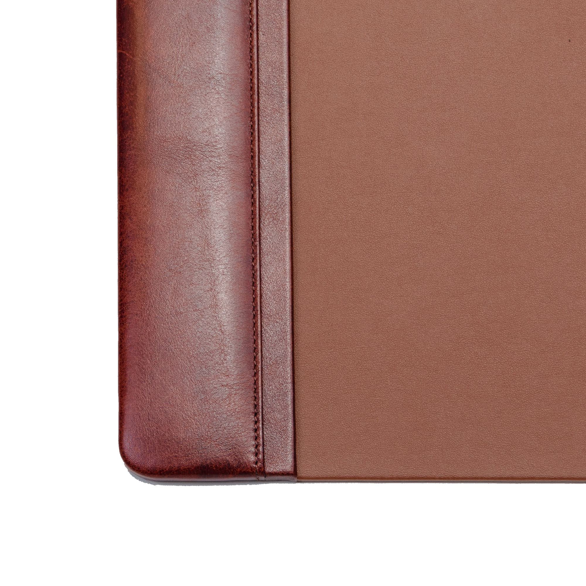 Mocha Leather Desk Pad w/ Calendar Insert, 34 x 20