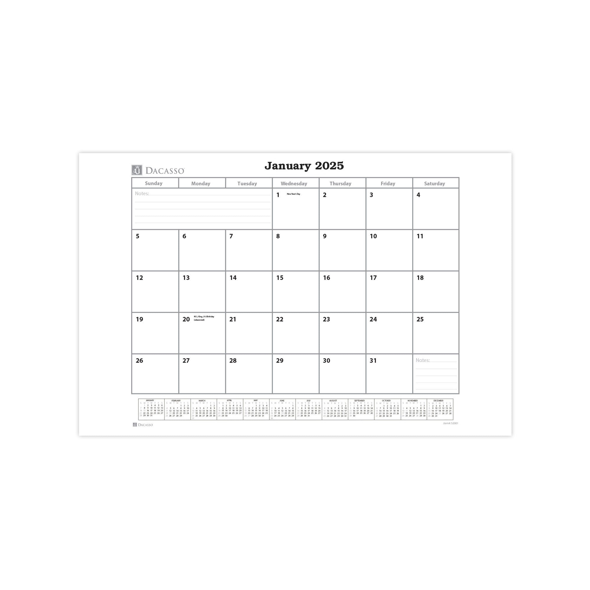 Rustic Brown Leather Desk Pad w/ 2025 Calendar Insert, 25.5 x 17.25
