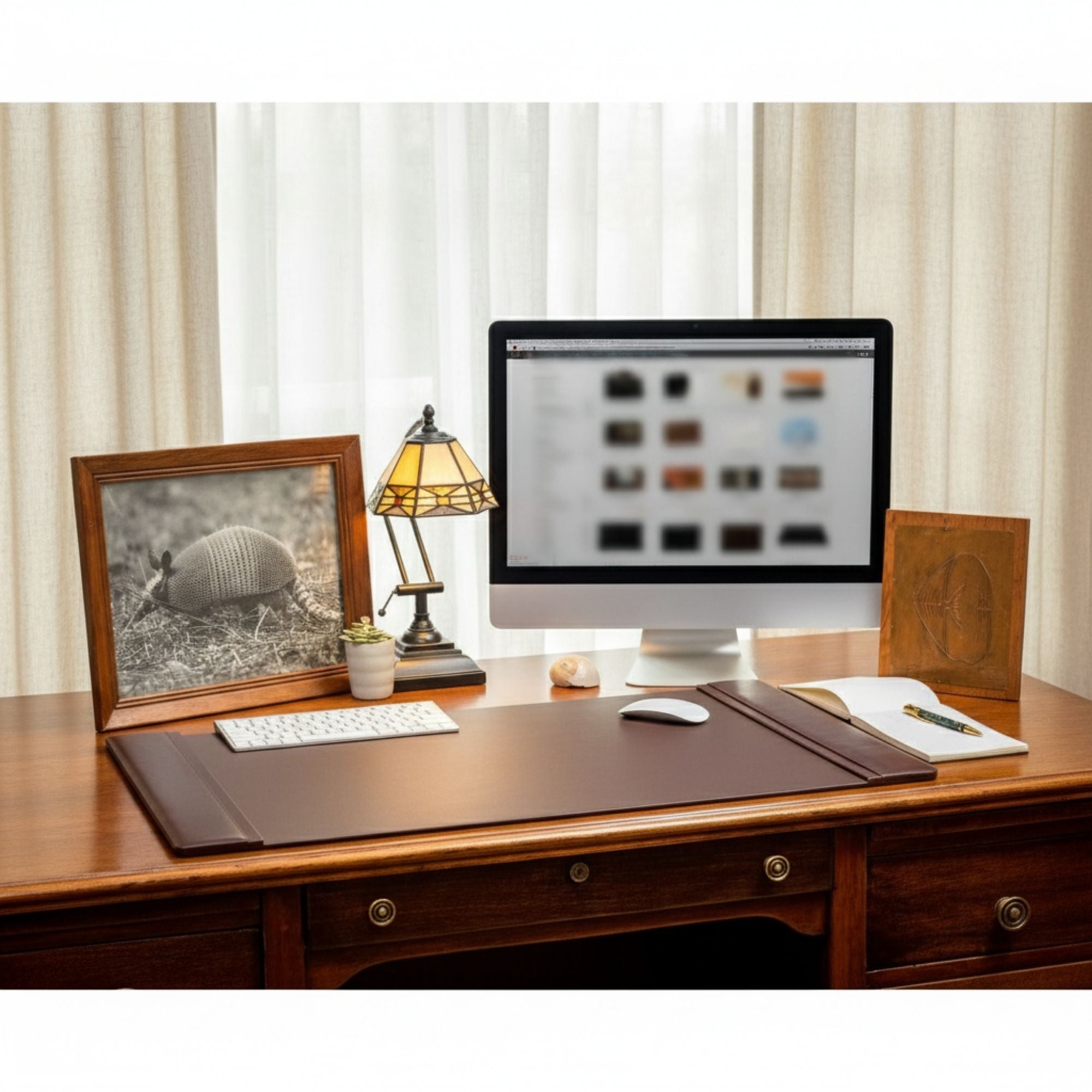 Chocolate Brown Leather Desk Pad, 34 x 20