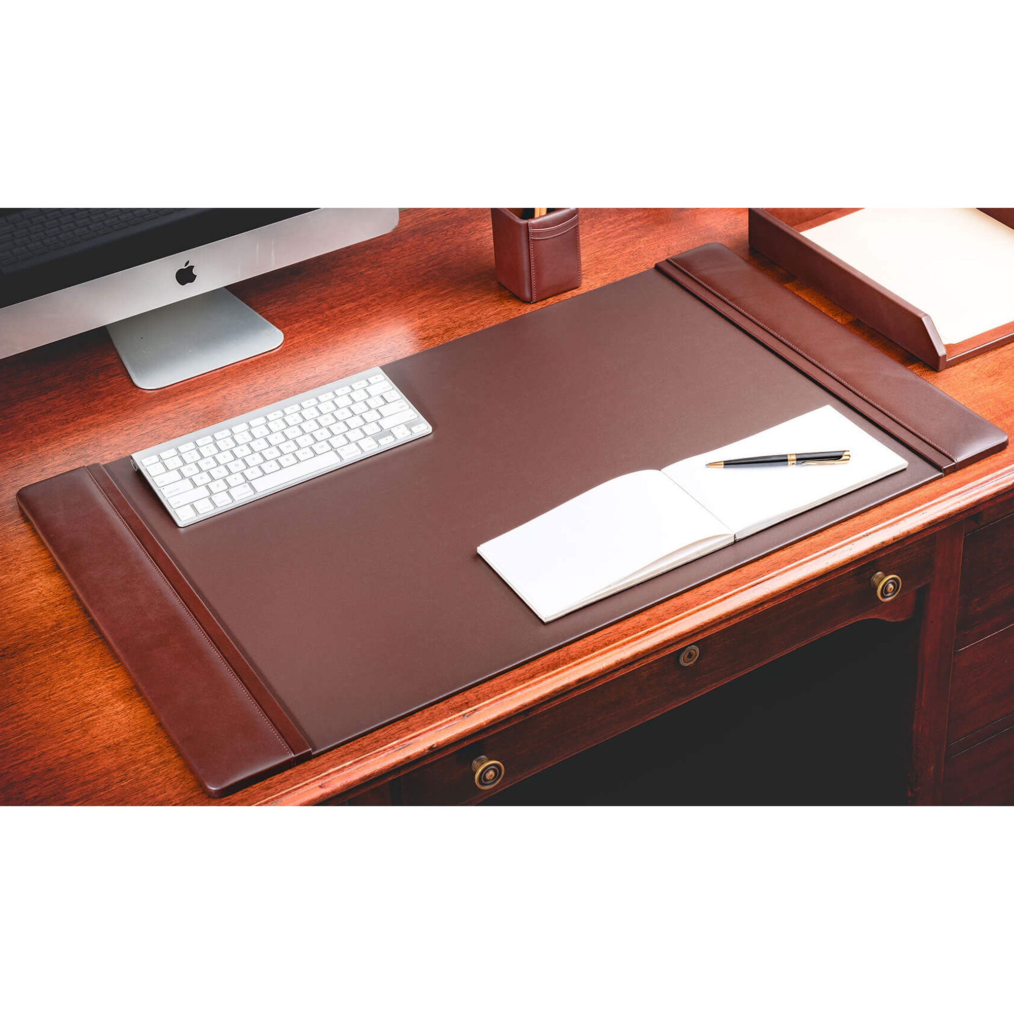 Chocolate Brown Leather Desk Pad, 34 x 20