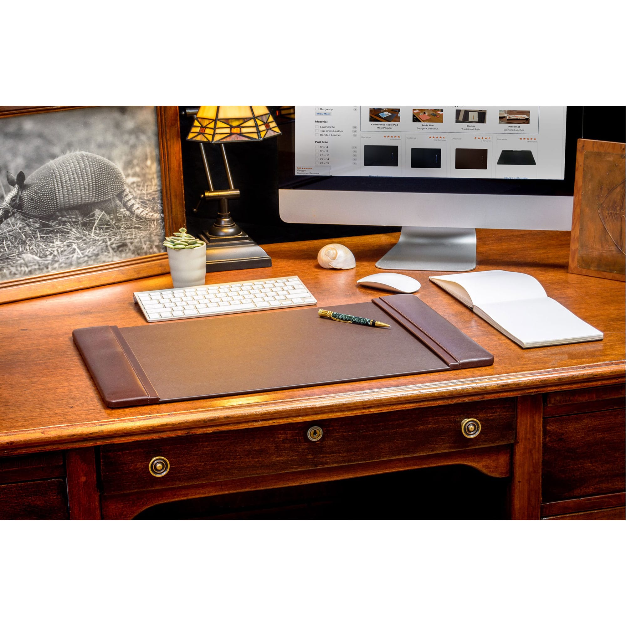 Chocolate Brown Leather Desk Pad, 25.5 x 17.25