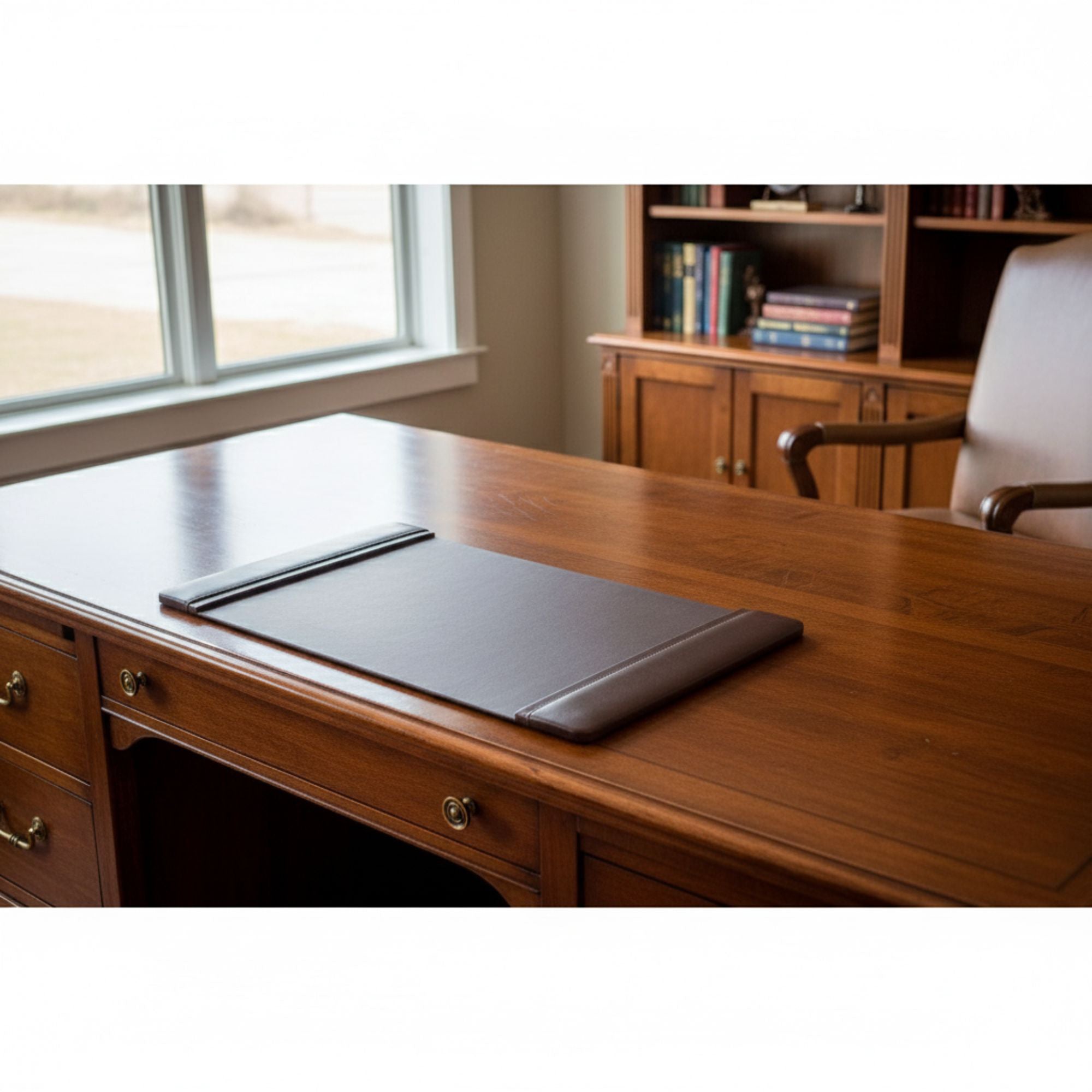 Chocolate Brown Leather Desk Pad, 25.5 x 17.25