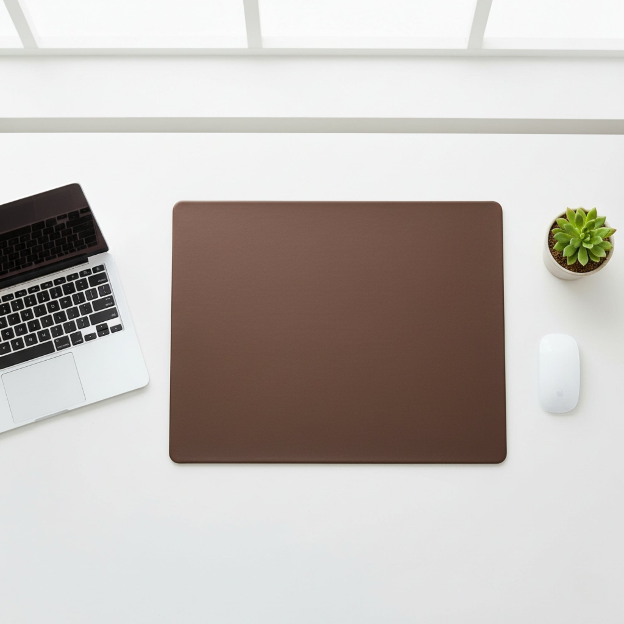 Chocolate Brown Leather Conference Table Pad, 17 x 14