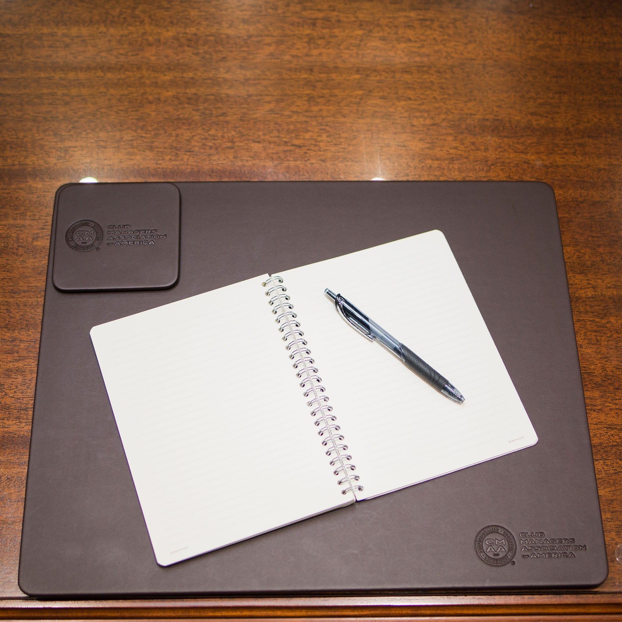 Chocolate Brown Leather Conference Table Pad, 17 x 14
