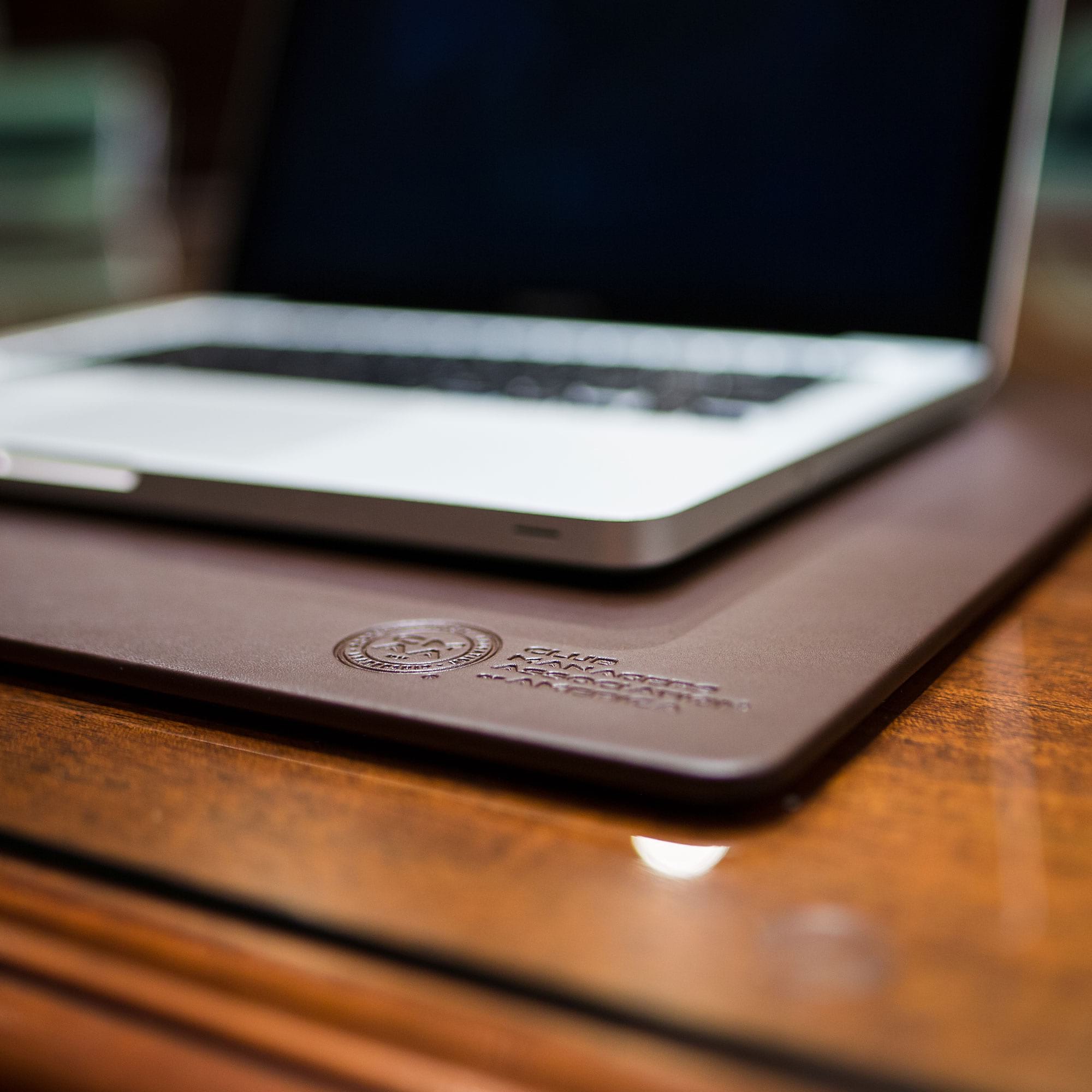 Chocolate Brown Leather Conference Table Pad, 17 x 14