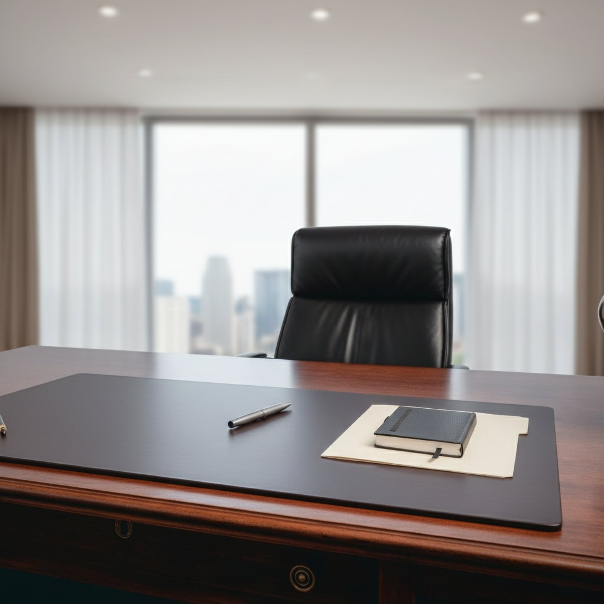 Chocolate Brown Leather Desk Pad w/out Rails, 38 x 24