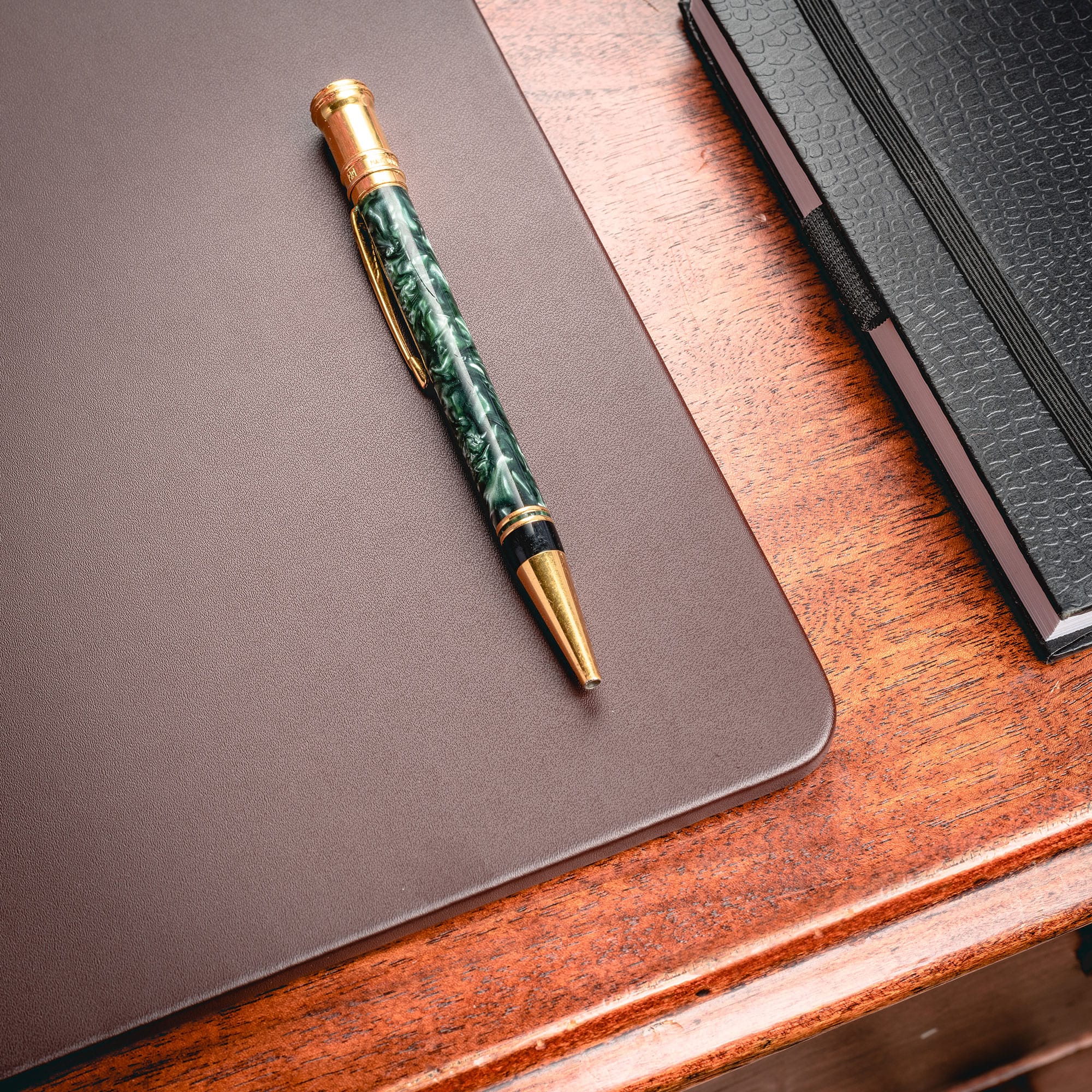 Chocolate Brown Leather Desk Pad w/out Rails, 38 x 24