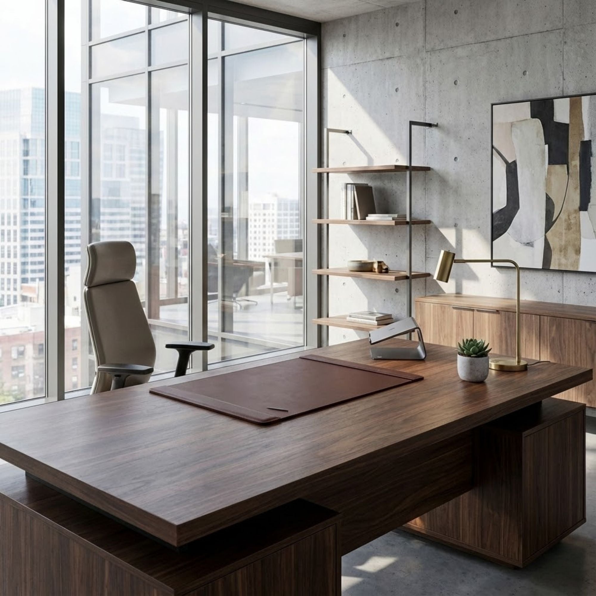 Chocolate Brown Leather Desk Pad, 38 x 24