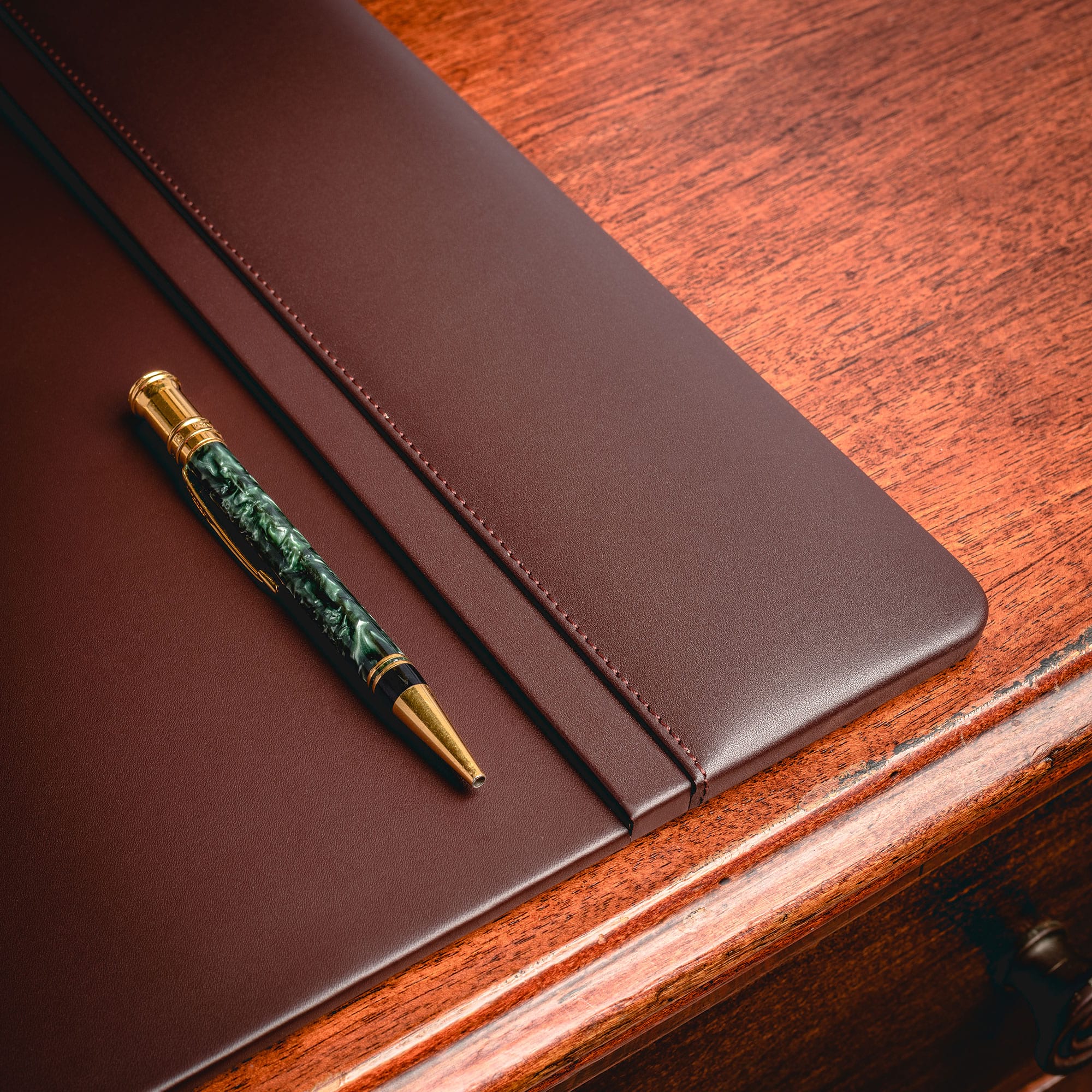 Chocolate Brown Leather Desk Pad, 38 x 24