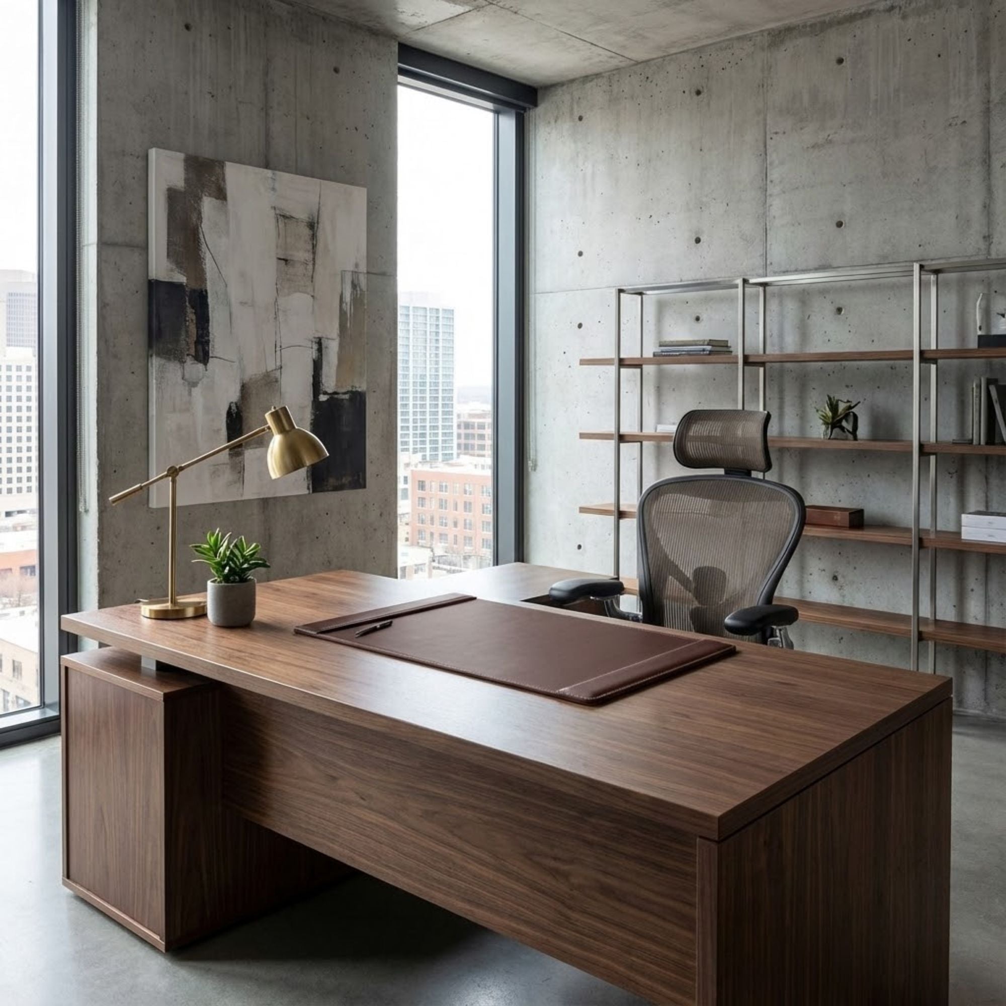 Chocolate Brown Leather Desk Pad, 38 x 24