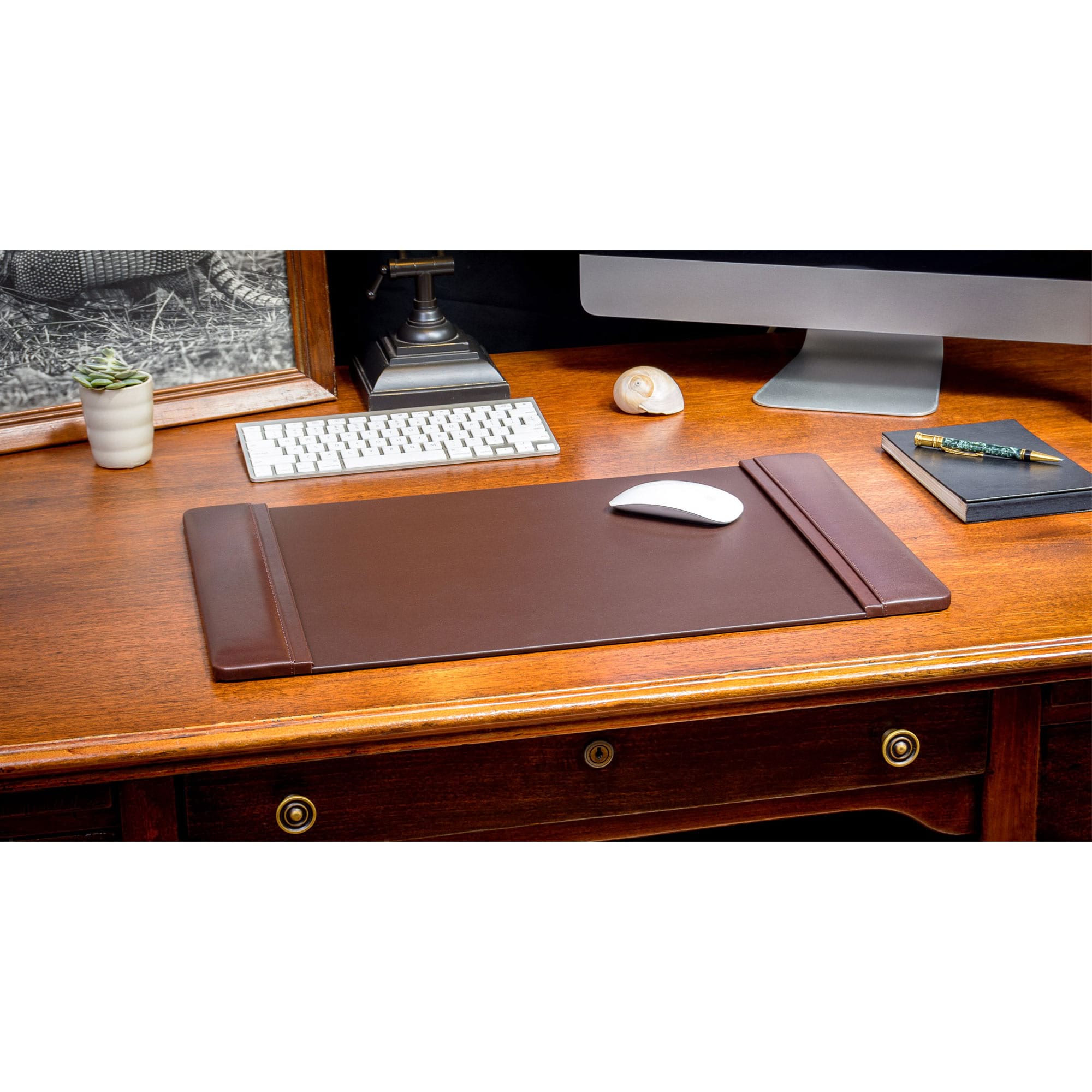 Chocolate Brown Leather Desk Pad, 22 x 14