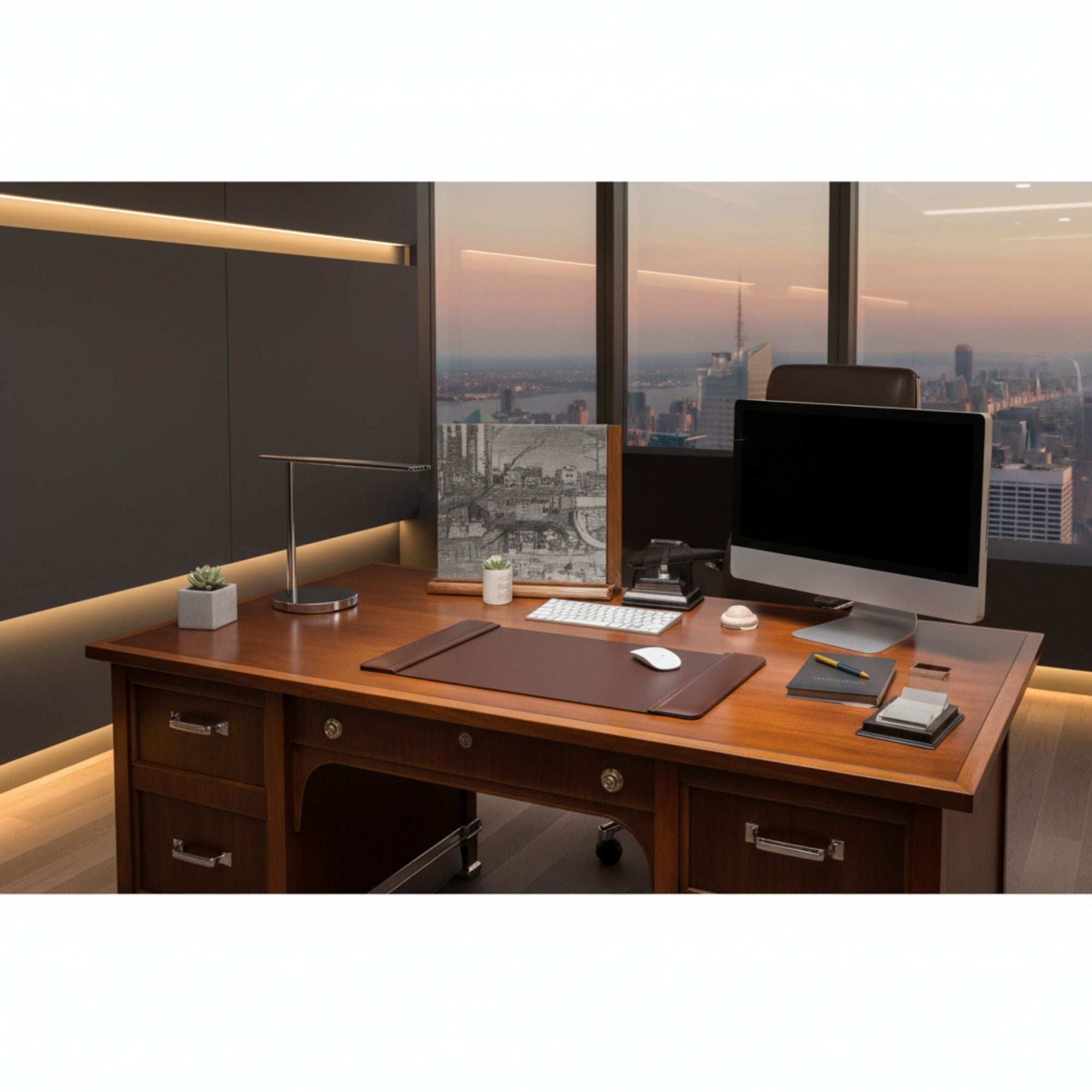Chocolate Brown Leather Desk Pad, 22 x 14