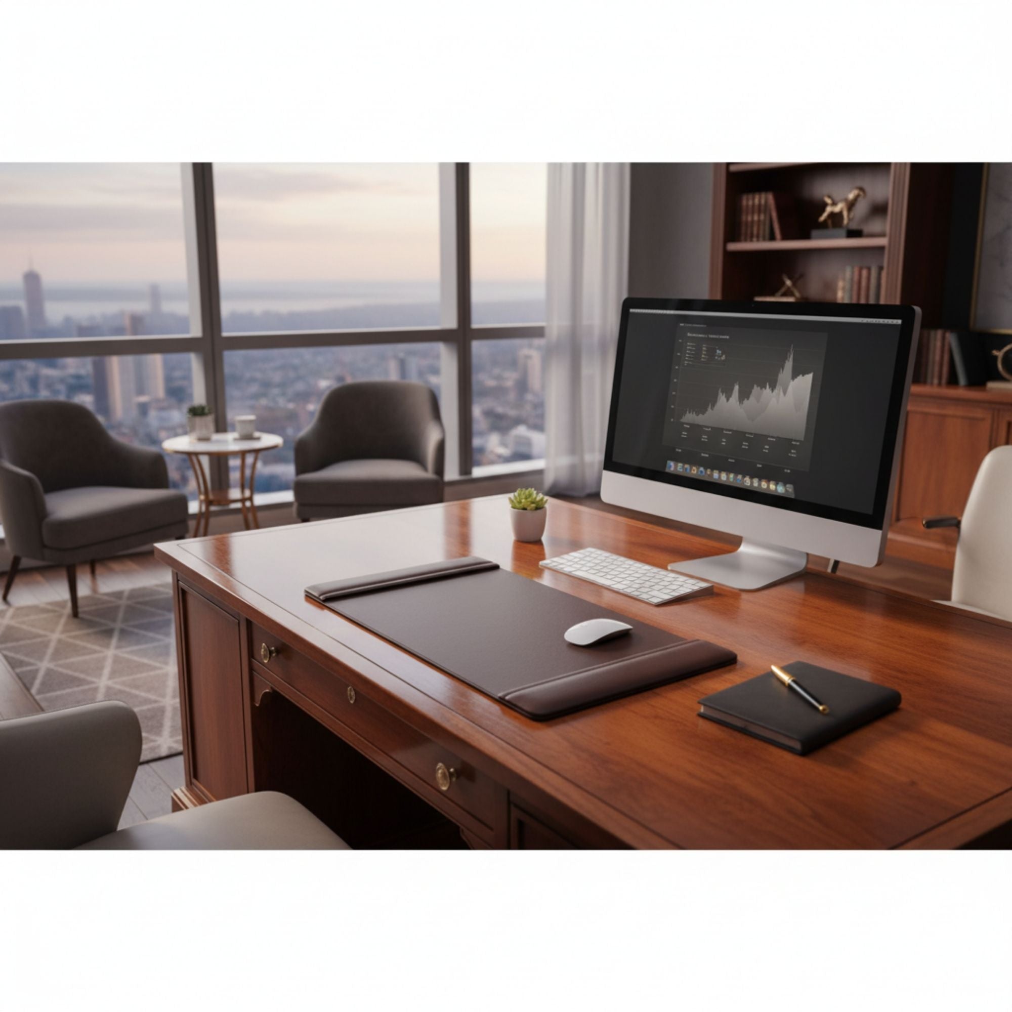 Chocolate Brown Leather Desk Pad, 22 x 14