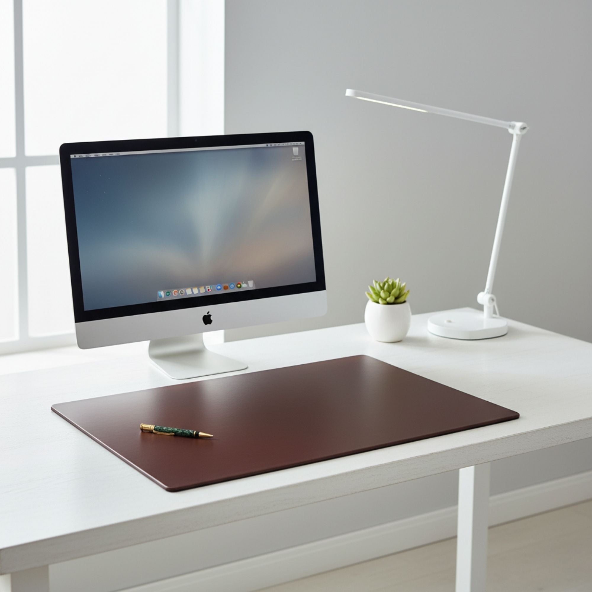 Chocolate Brown Leatherette Desk Pad w/out Rails, 38 x 24