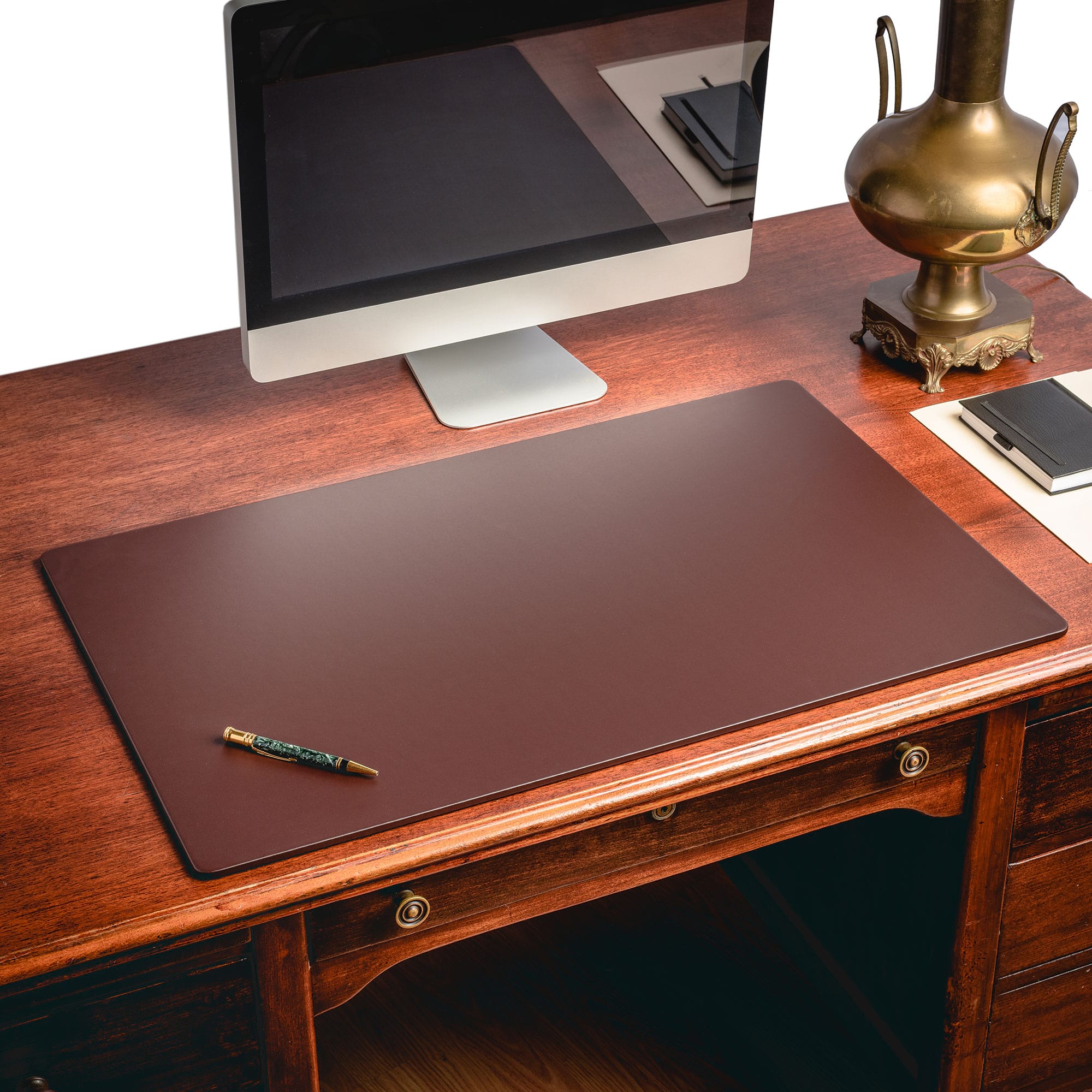 Chocolate Brown Leatherette Desk Pad w/out Rails, 34 x 20