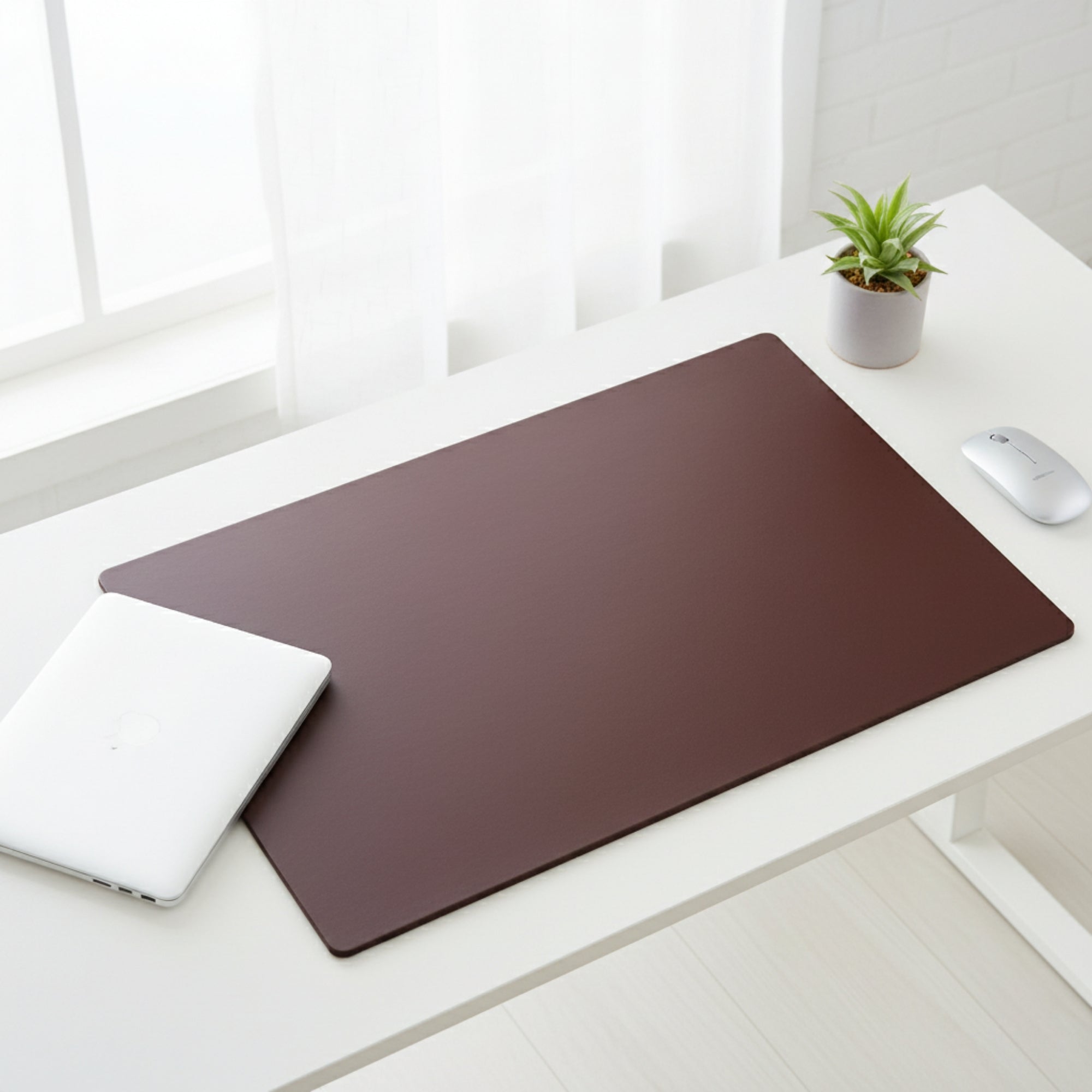 Chocolate Brown Leatherette Desk Pad w/out Rails, 34 x 20
