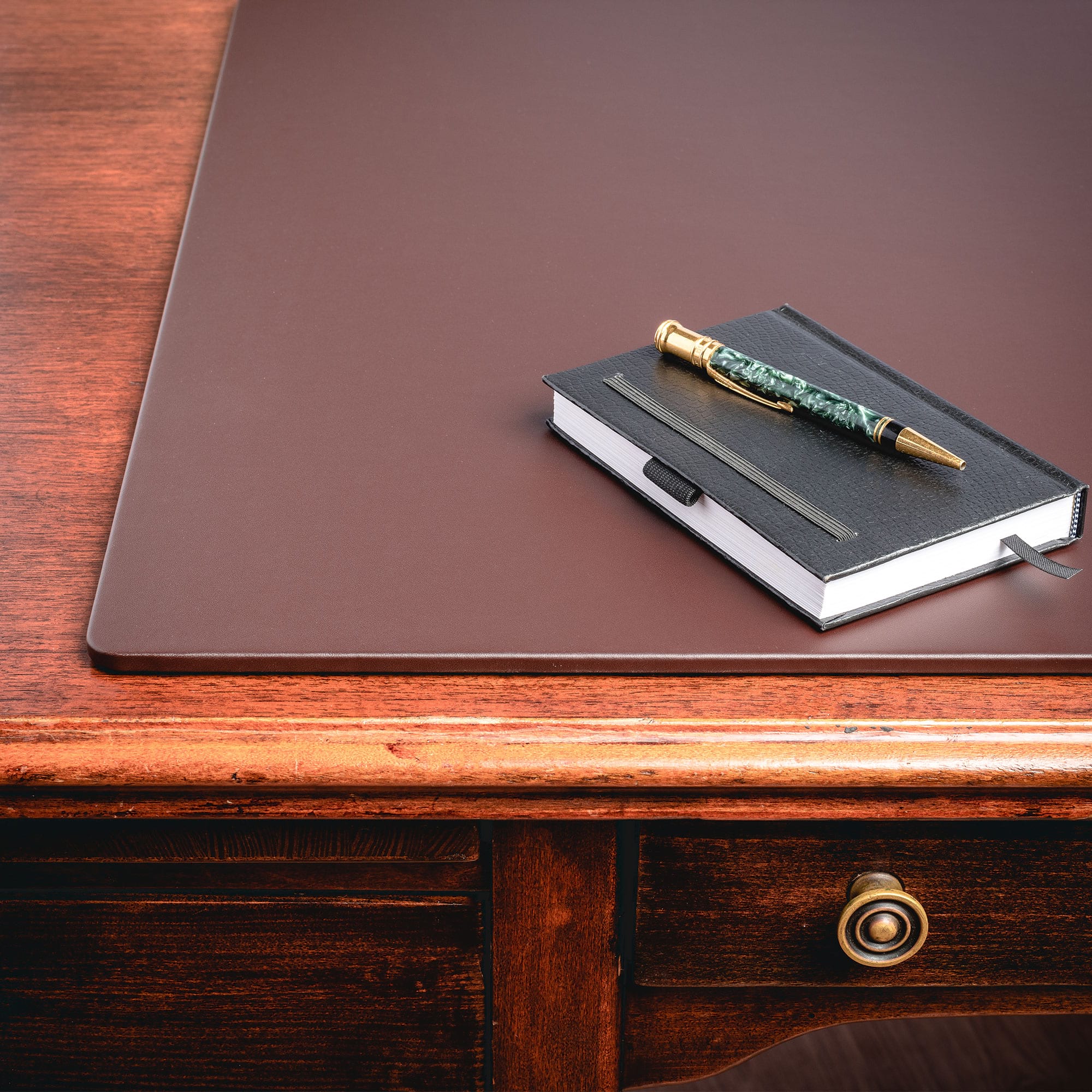 Chocolate Brown Leatherette Desk Pad w/out Rails, 34 x 20