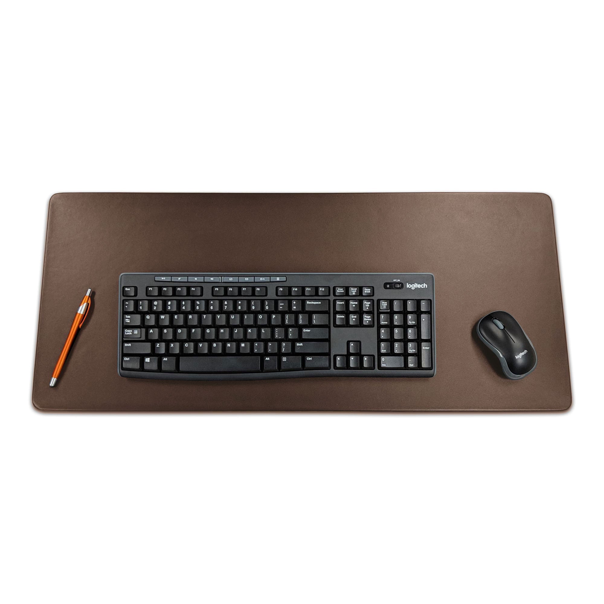 Chocolate Brown Leather Keyboard/Mouse Desk Pad, 30 x 12.5