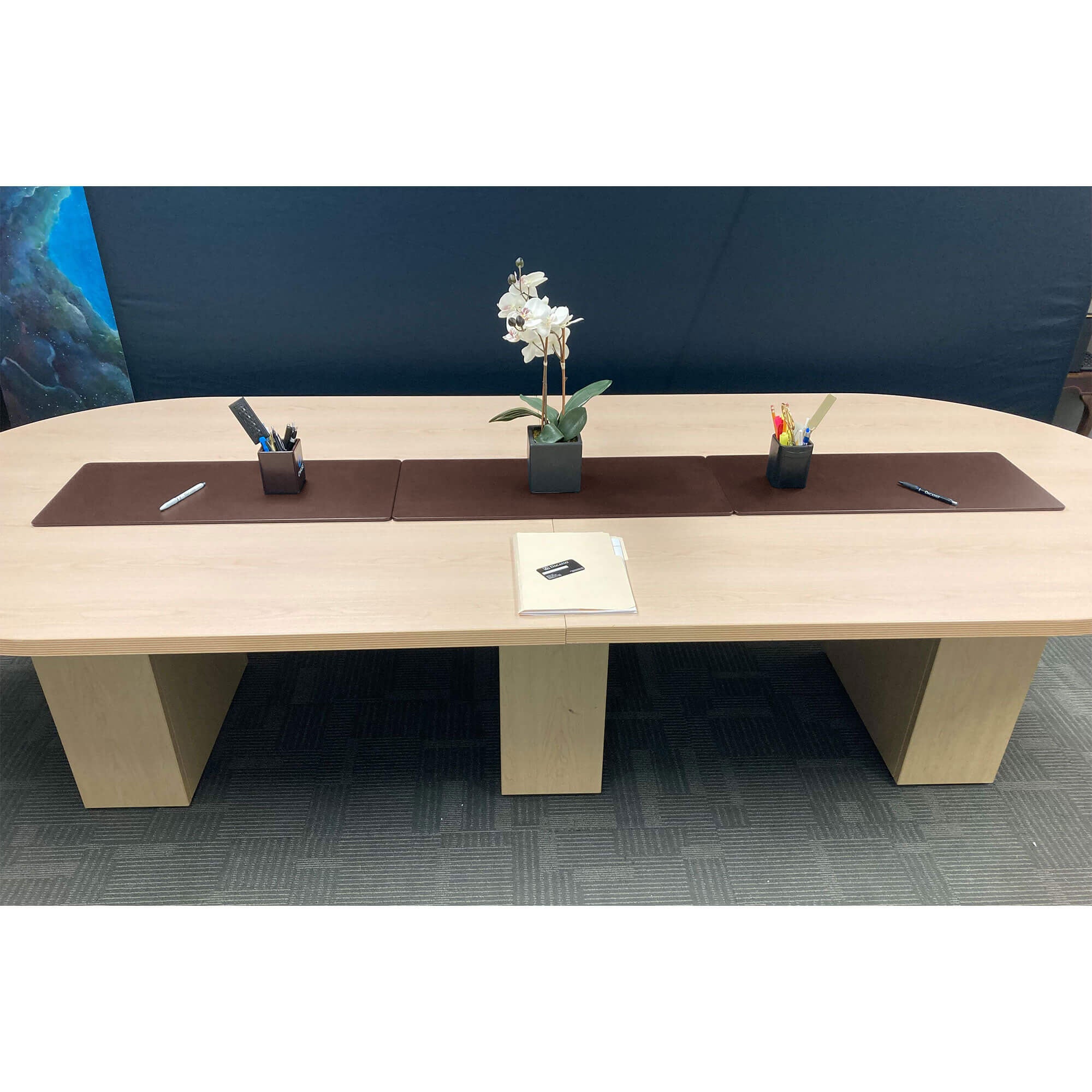 Chocolate Brown Leatherette Conference Table Single Runner 30 x 12.5