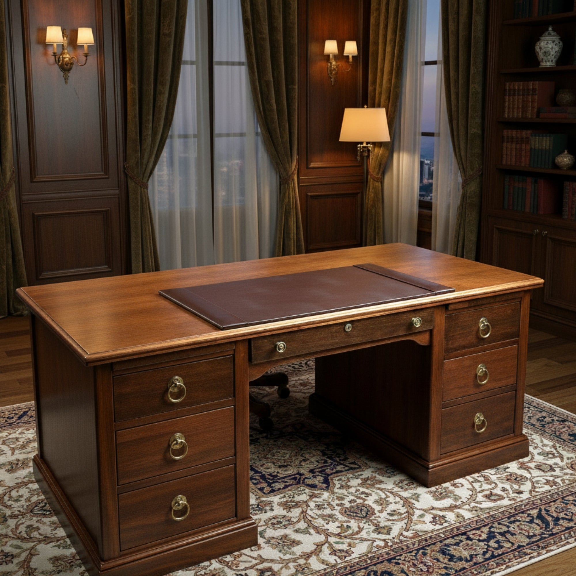 Dark Brown Bonded Leather Desk Pad, 30 x 18