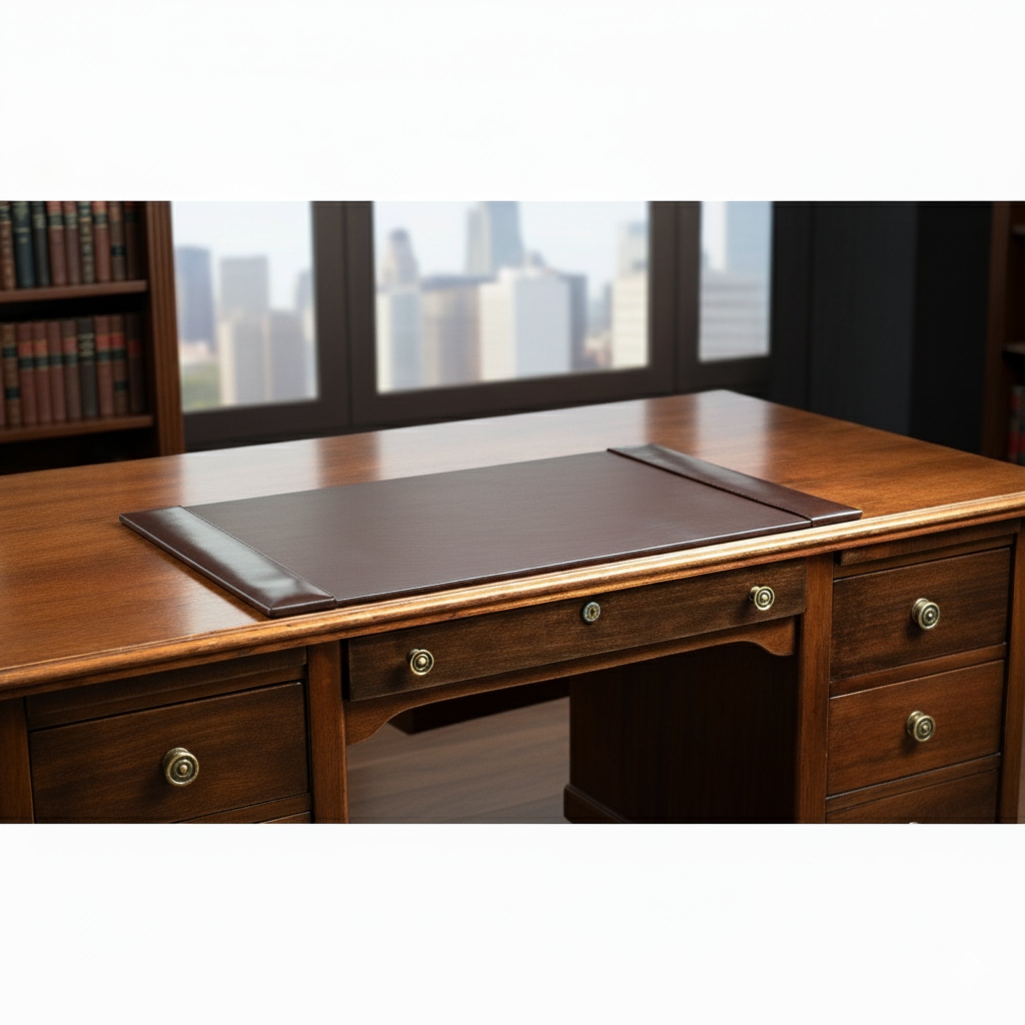 Dark Brown Bonded Leather Desk Pad, 30 x 18