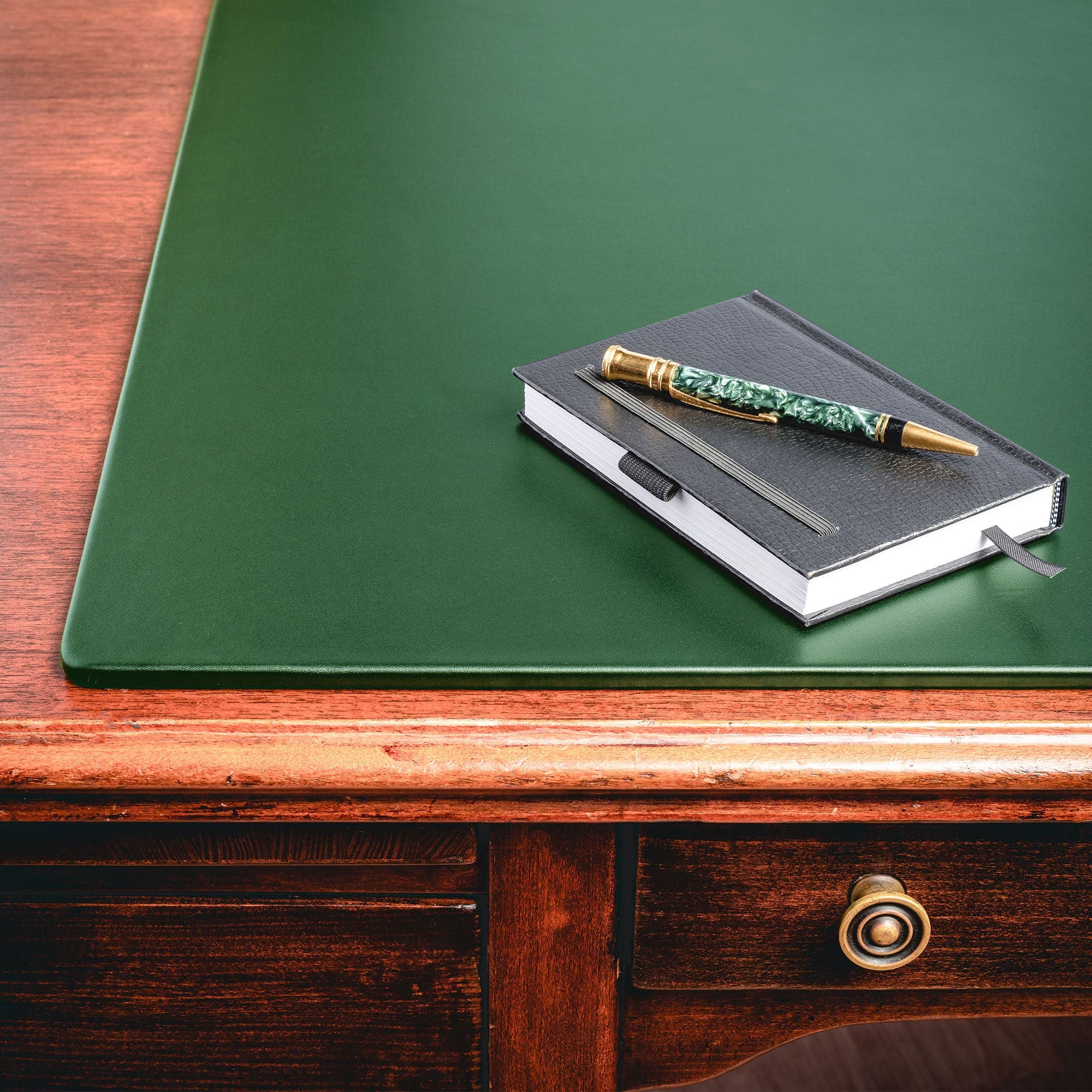 Dark Green Leather Conference Table Pad, 22 x 14