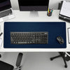 Navy Blue Leatherette Keyboard/Mouse Desk Pad, 30 x 12.5