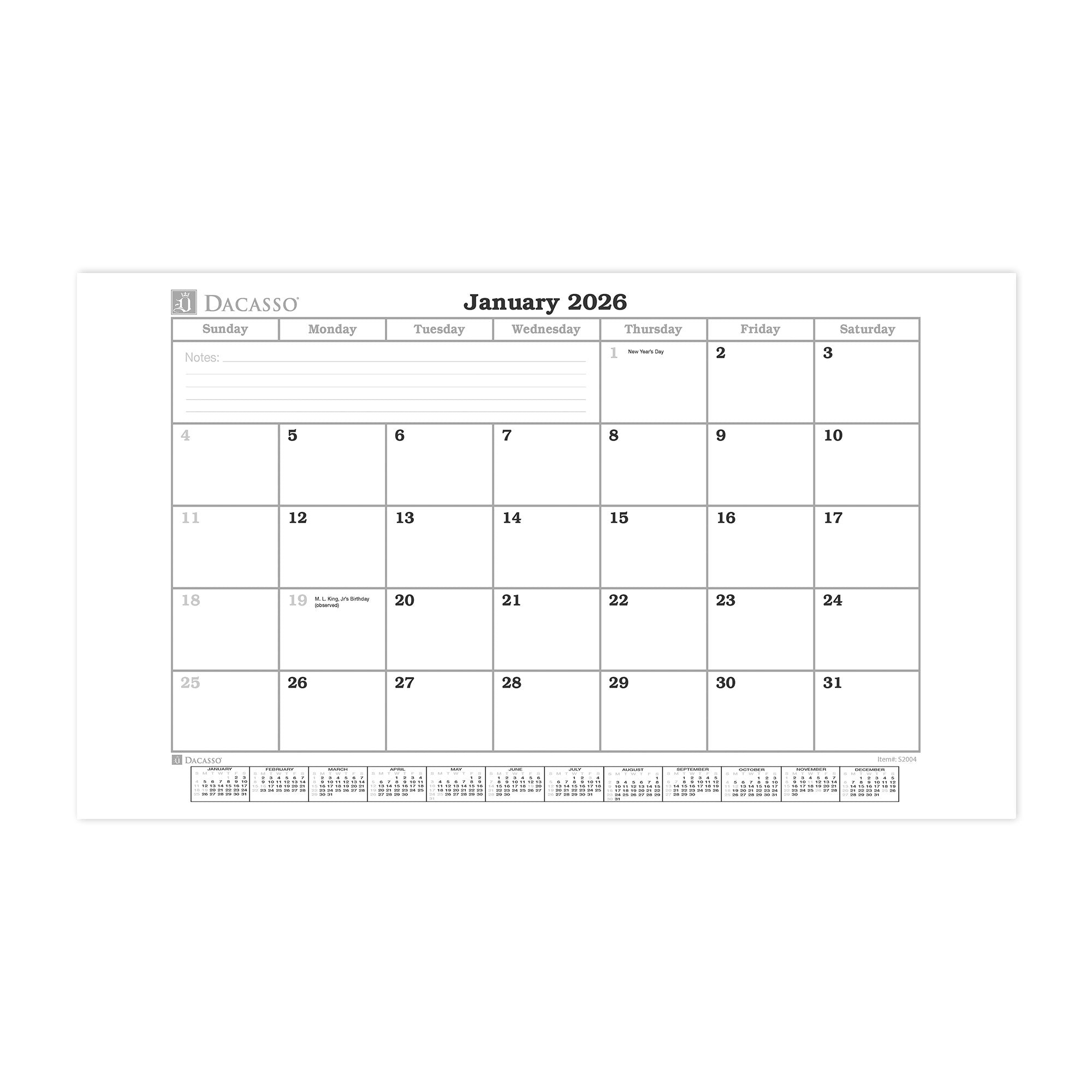 Navy Blue Bonded Leather Desk Pad w/ Calendar Insert, 30 x 18