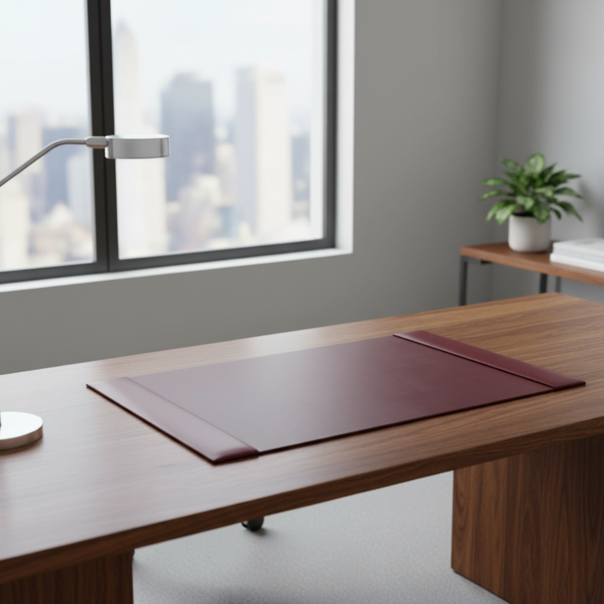 Burgundy Bonded Leather Desk Pad, 30 x 18