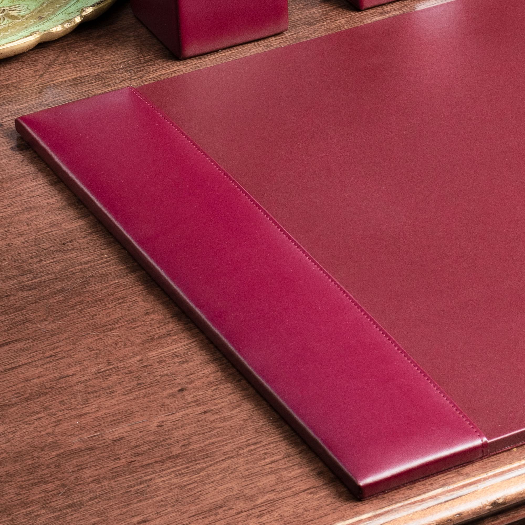 Burgundy Bonded Leather Desk Pad, 30 x 18