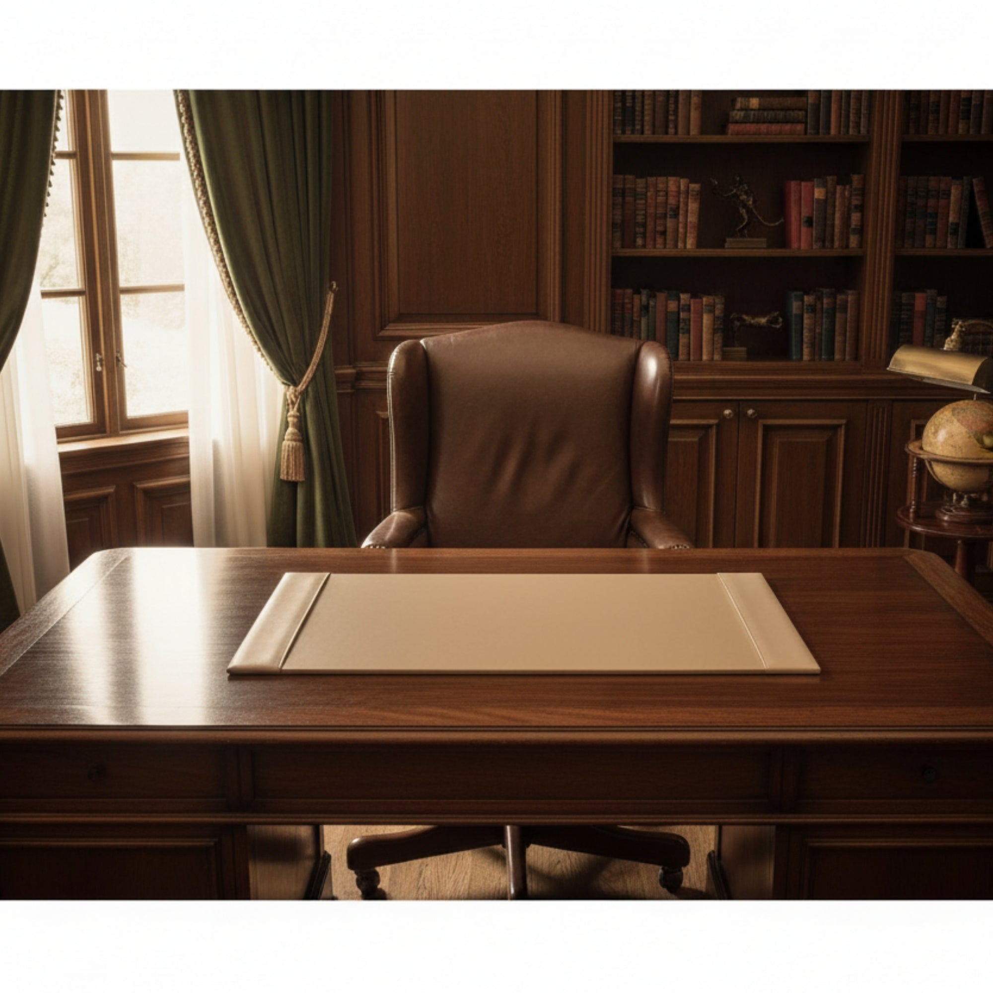 White Latte Bonded Leather Desk Pad, 30 x 18