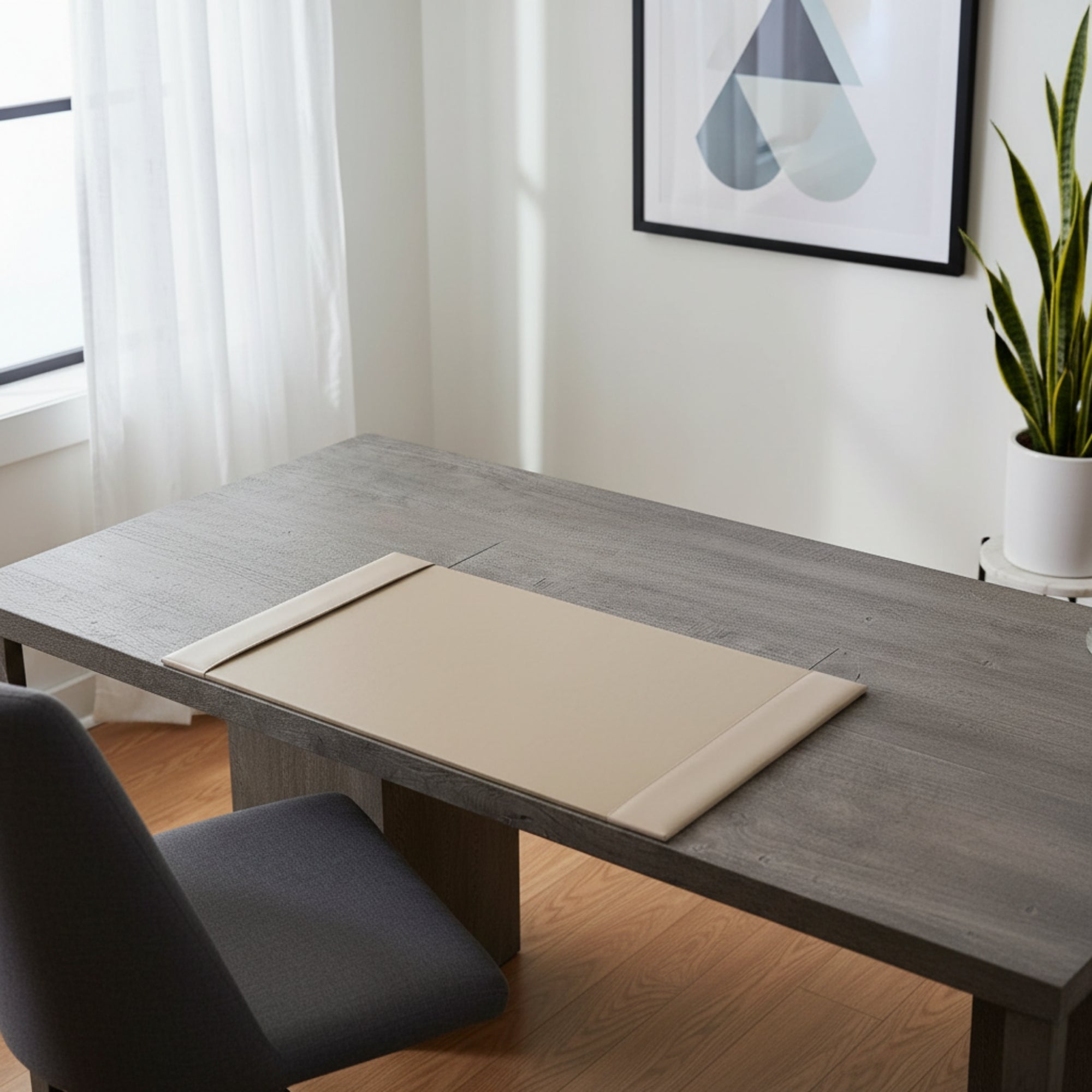 White Latte Bonded Leather Desk Pad, 30 x 18