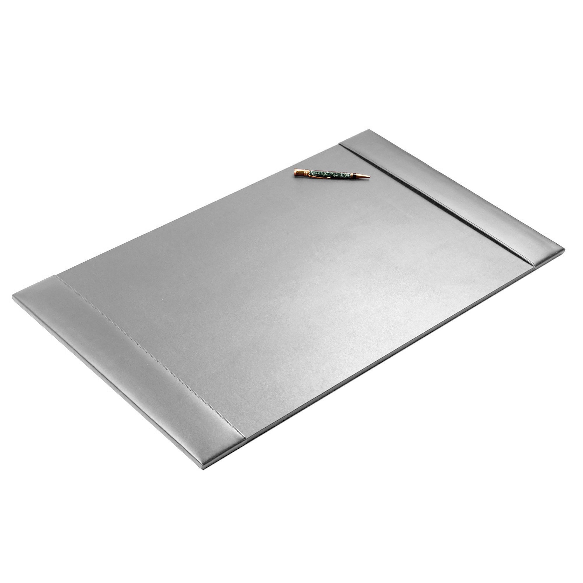 Gray Bonded Leather Desk Pad w/ 2025 Calendar Insert, 30 x 18