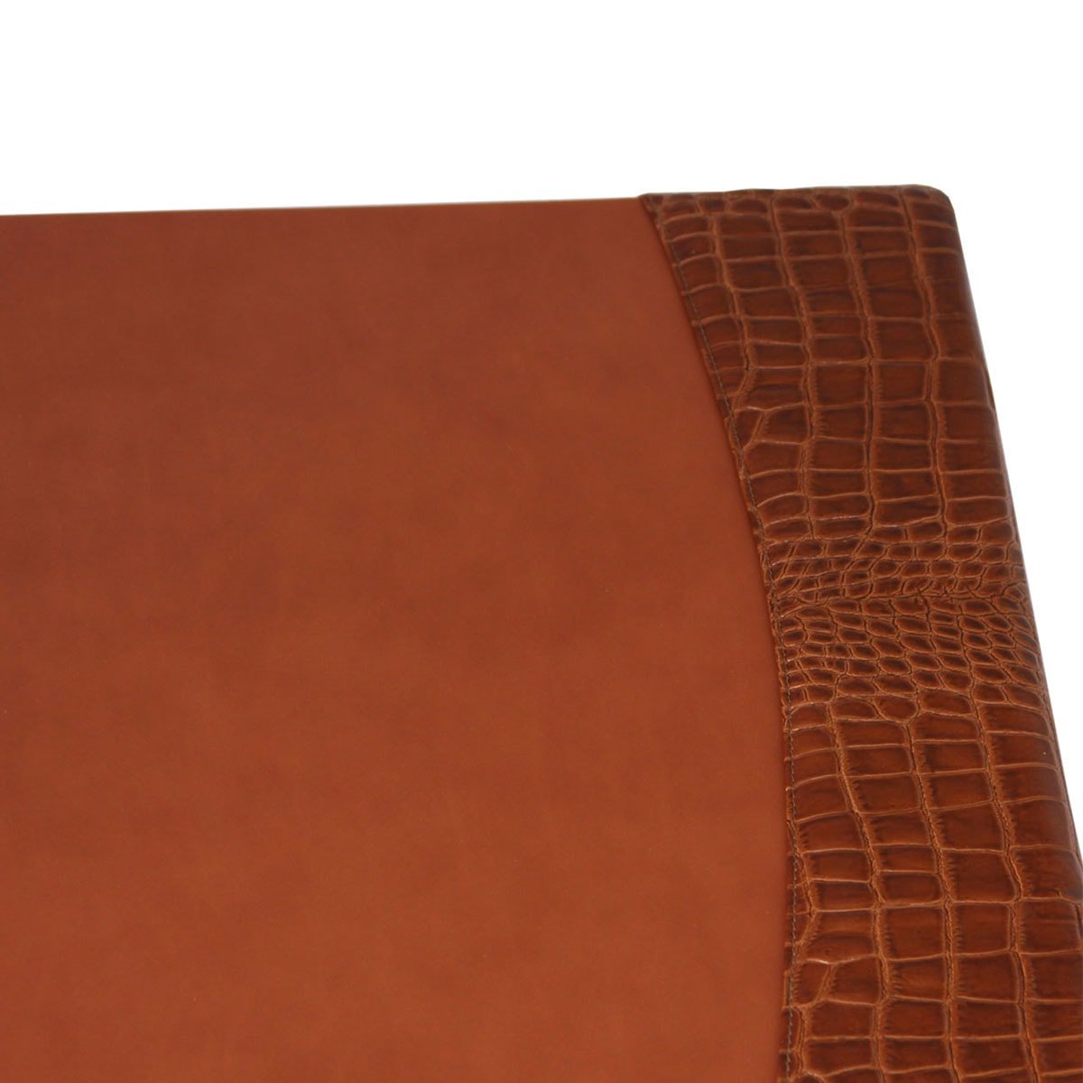Protacini Cognac Brown Italian Crocodile Leather 34 x 20 Side-Rail Desk Pad
