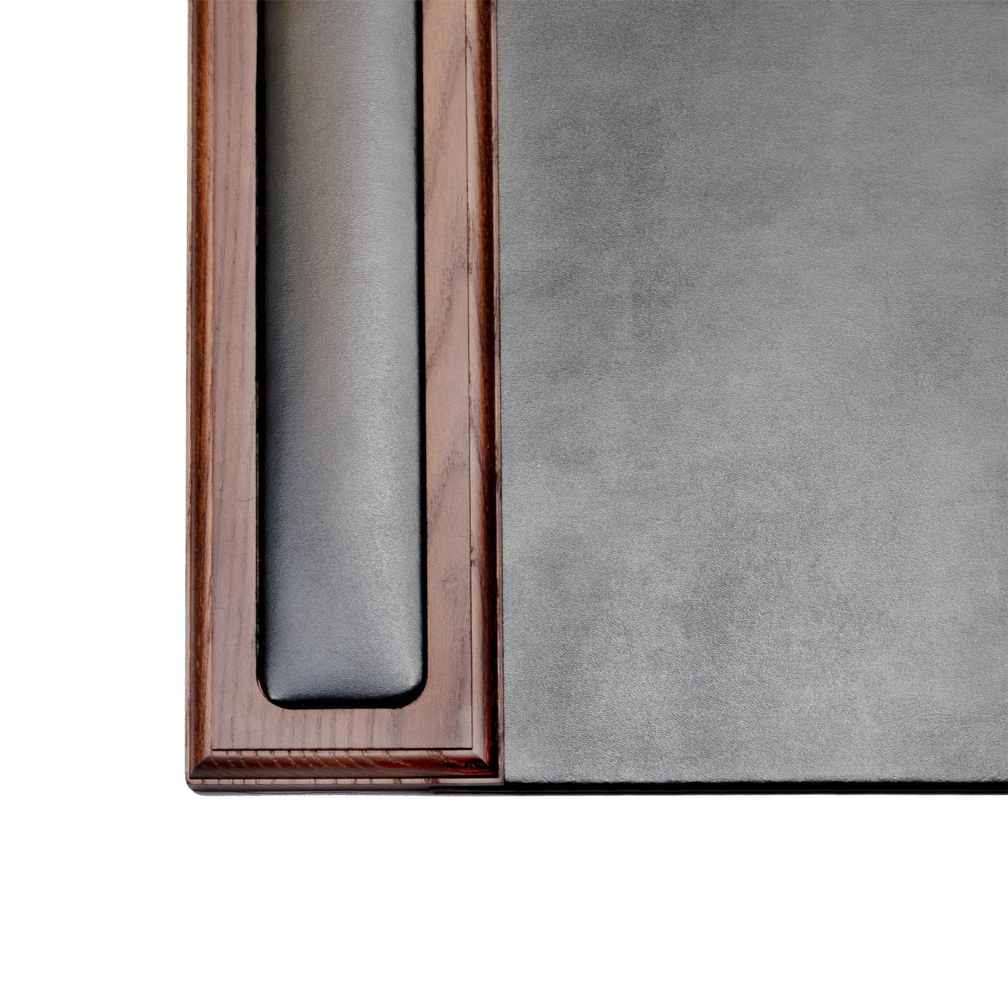 Walnut & Black Leather Desk Pad, 25.5 x 17.25