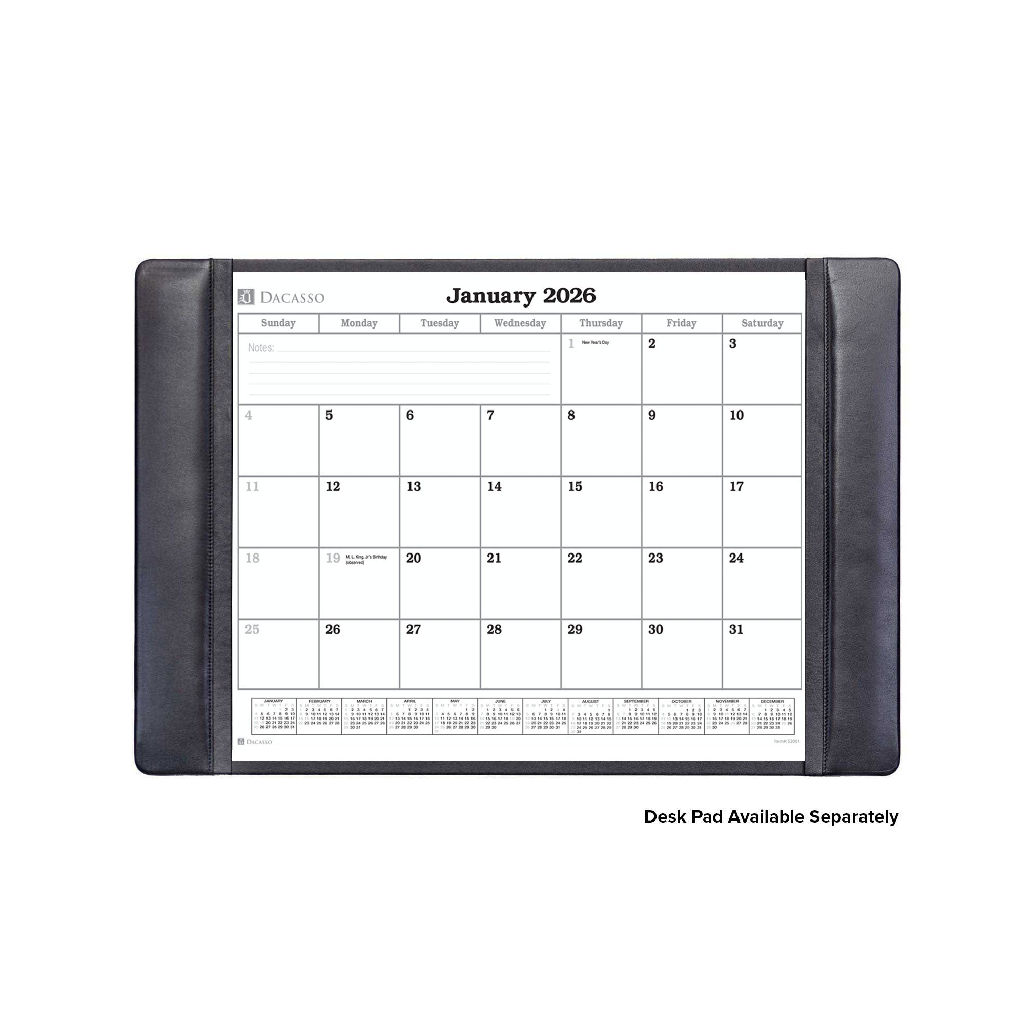 Desk Pad 2026 Monthly Calendar Insert, 24.5 x 16