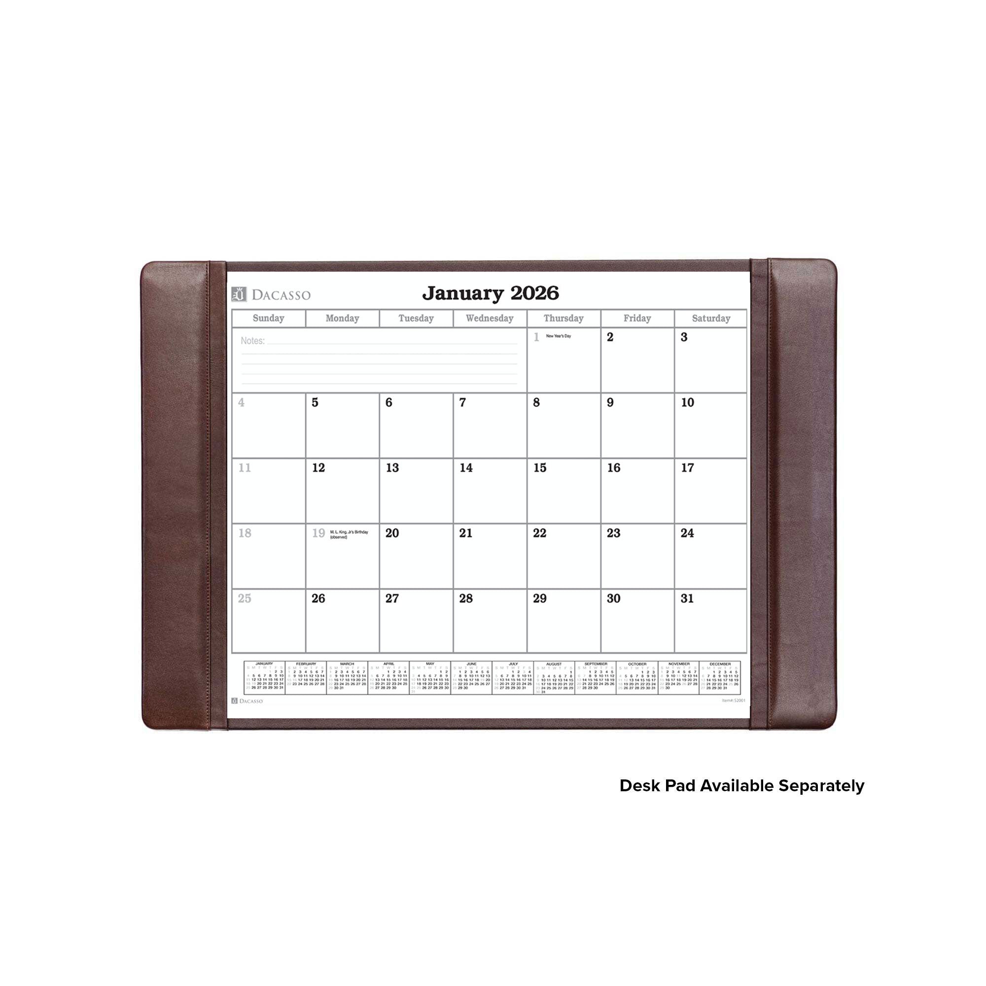 Desk Pad 2026 Monthly Calendar Insert, 24.5 x 16