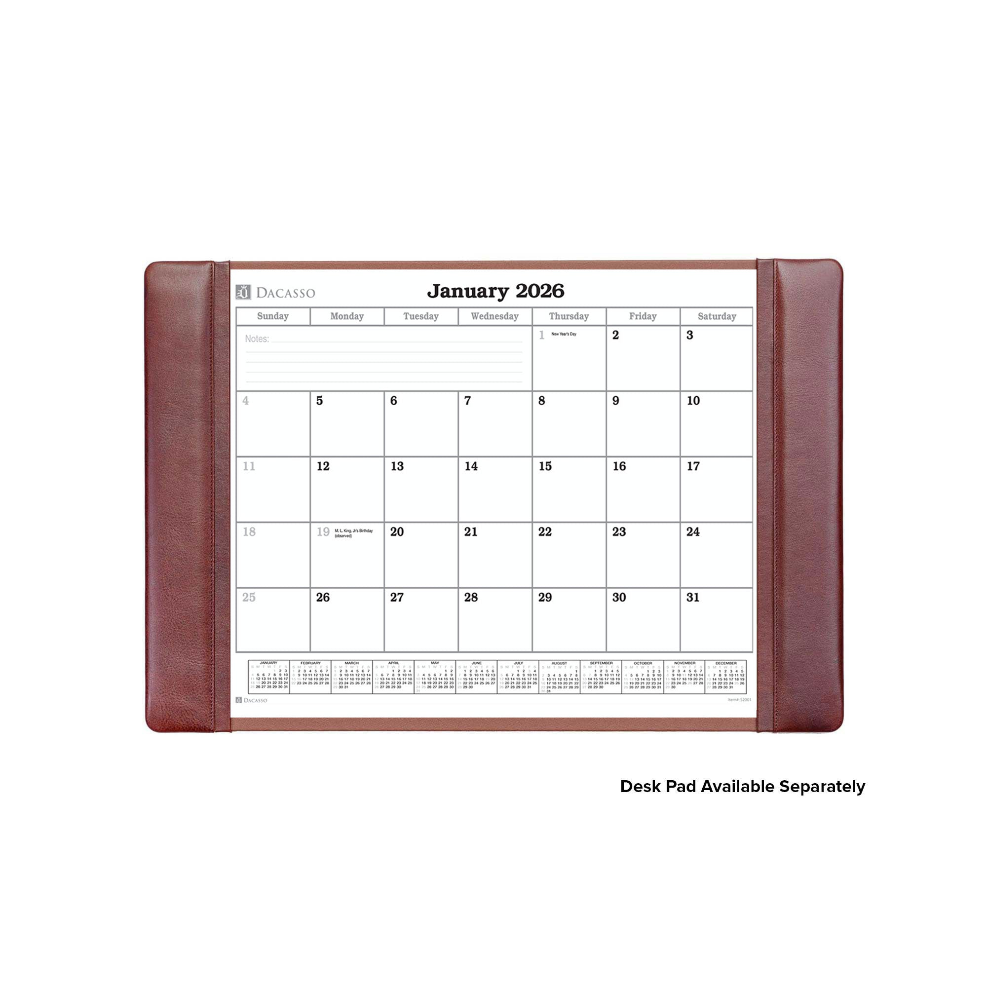 Desk Pad 2026 Monthly Calendar Insert, 24.5 x 16