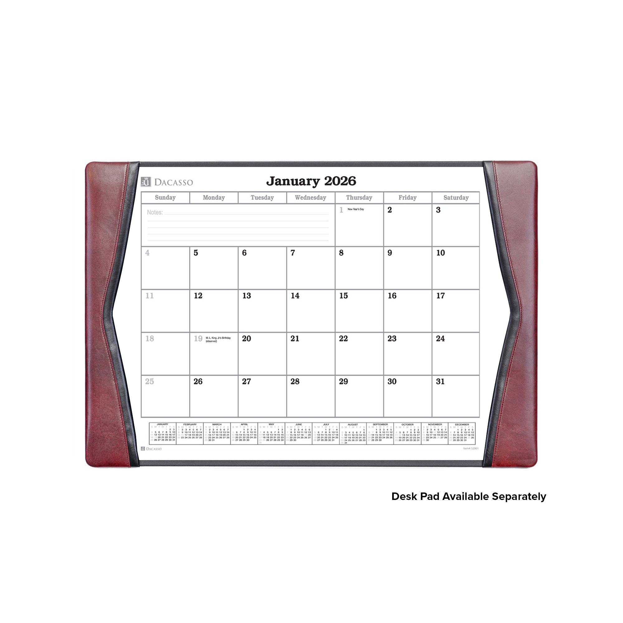 Desk Pad 2026 Monthly Calendar Insert, 24.5 x 16