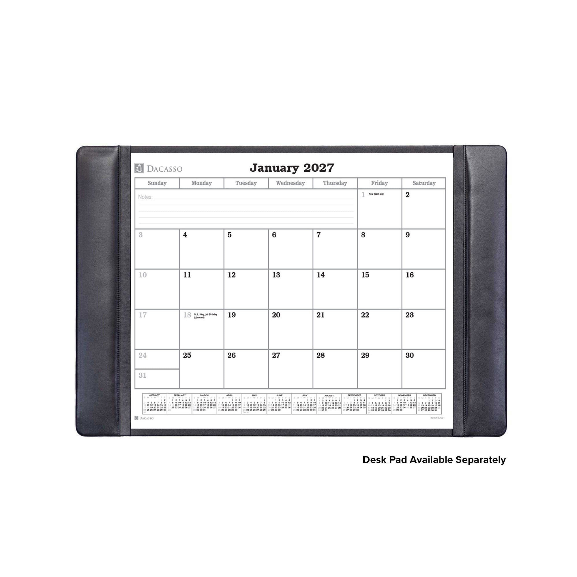 Desk Pad 2027 Monthly Calendar Insert, 24.5 x 16